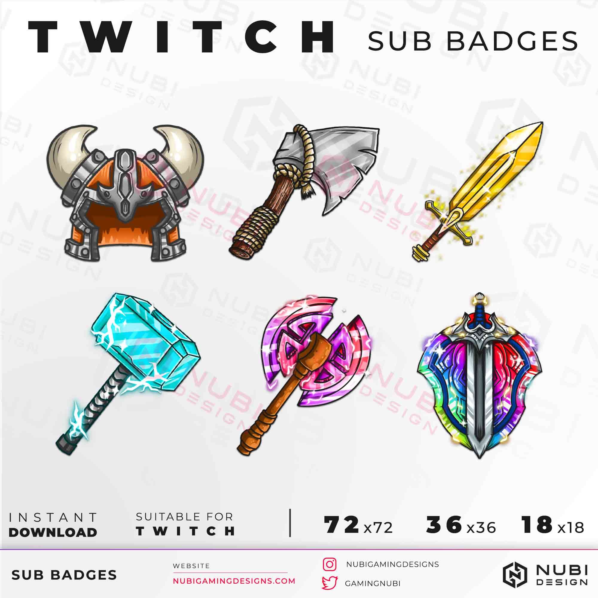 Twitch Sub Badges Viking Pack