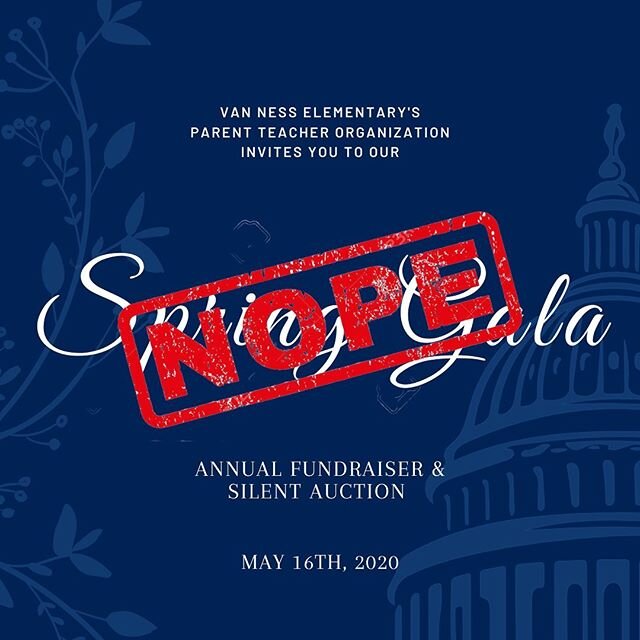 Today is the Van Ness Annual Spring Gala, reimagined.
💡💡💡
We can't buy tickets. 
We can't secure babysitters. 
We can't plan our looks. 
We can't bid in the auction. 
And we can't go to an after party.
&bull;&bull;&bull;
But we CAN still make an i