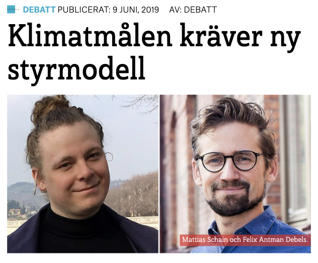 Debattartikel i Dagens Arena