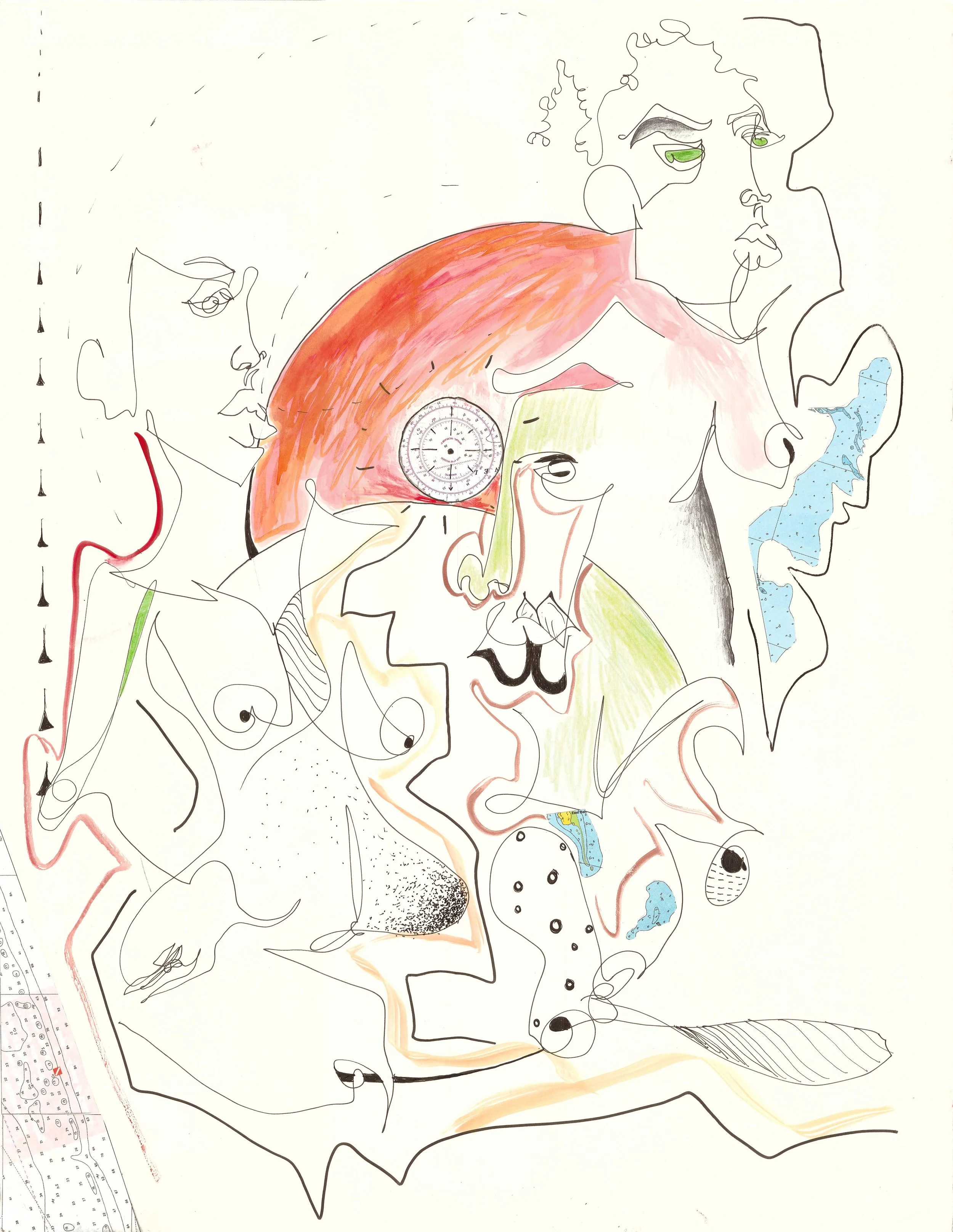 Uriah Bussey, "Blood Moon in July" mixed media, 18in x 24in, Aug 2018