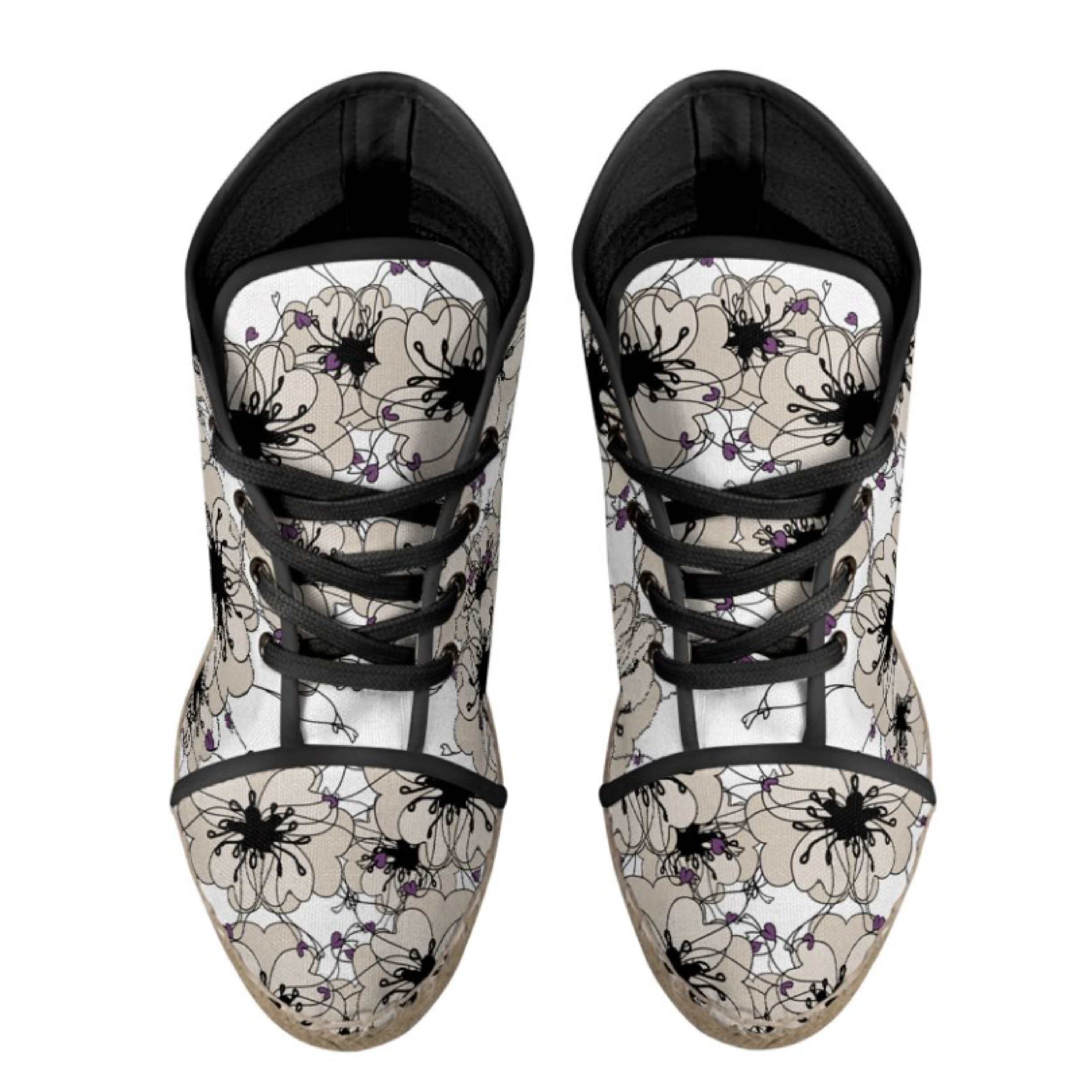 Calzado alto amapolas beige cordon negro frente-03.png
