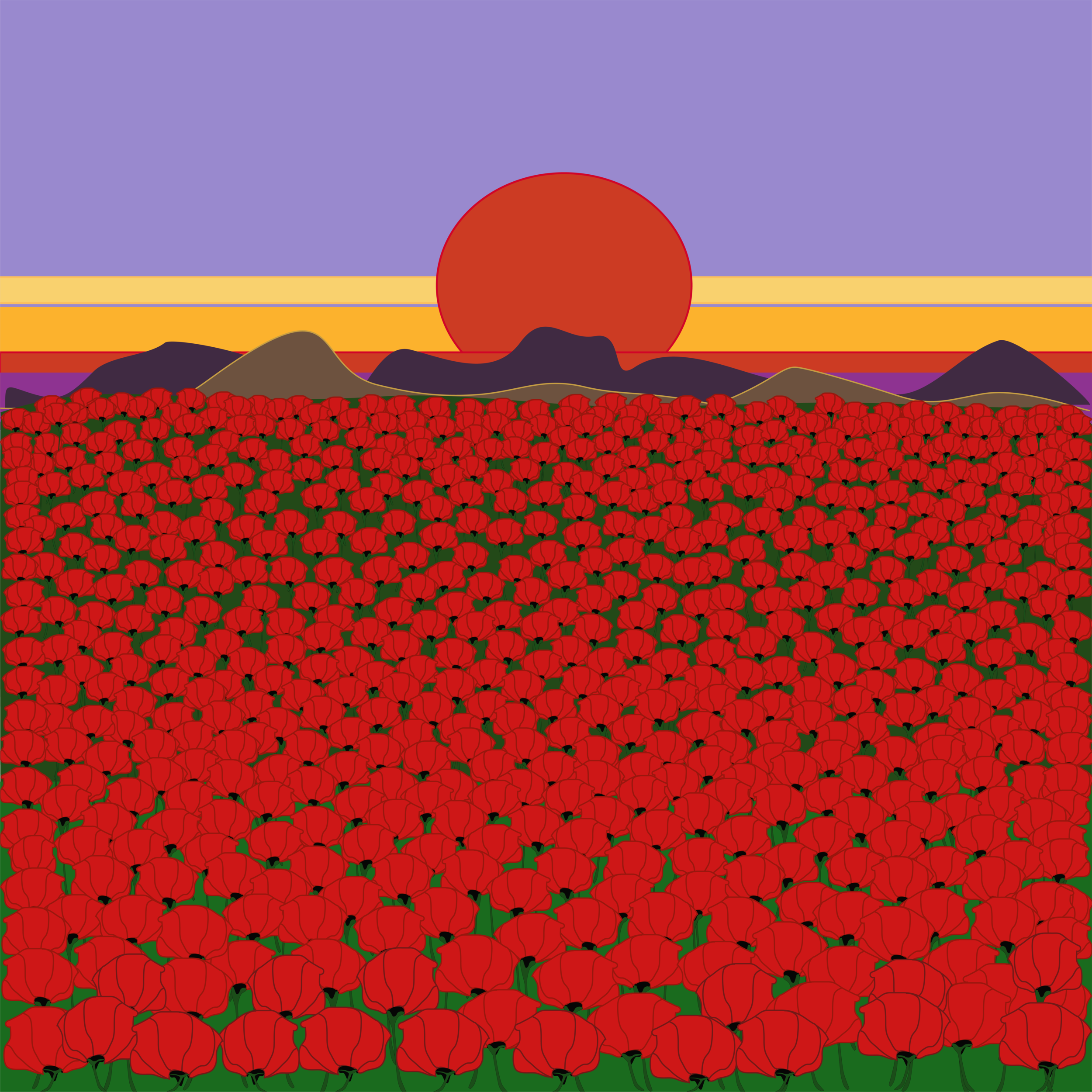  Lienzo Paisaje Las Amapolas