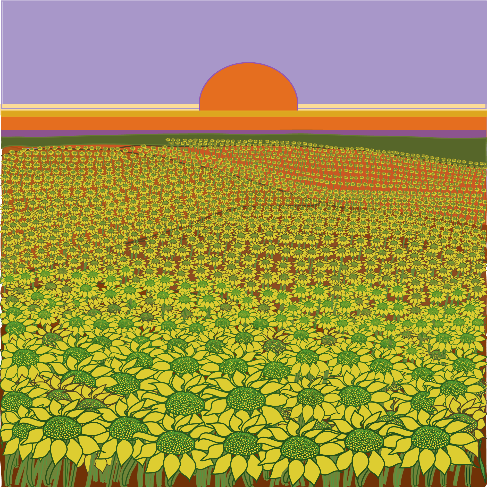 Lienzo Paisaje Los Girasoles