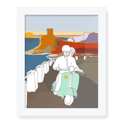 Cuadro luminoso marco Blanco Viaje en vespa.png