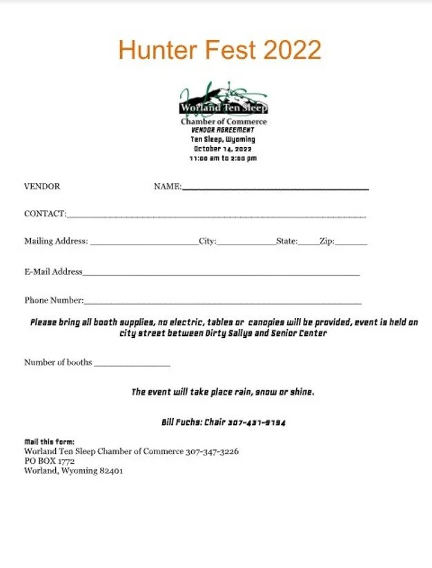 WTS Chamber Hunter Fest Ten Sleep Wyoming (Applications & Raffle