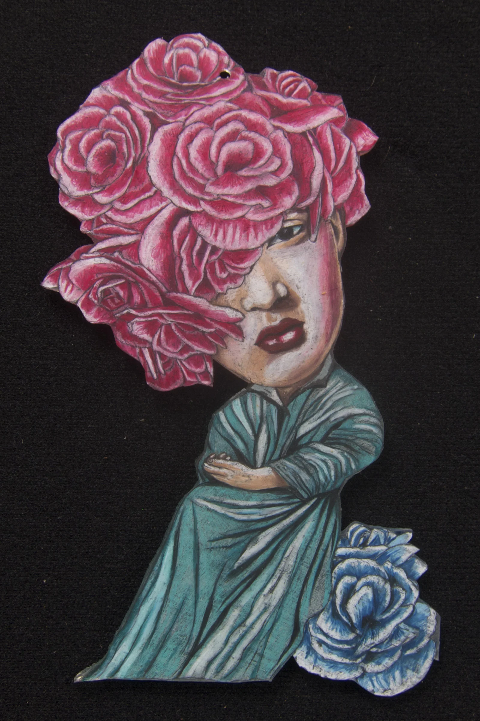 Rosie - colored pencil, shrink film