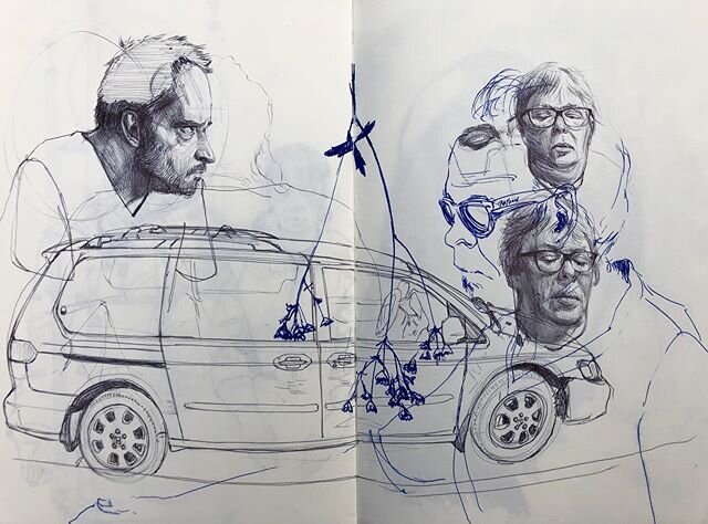 Sketching heads, cars and plants. #ballpointpen #sketchbook #lifedrawing #figuredrawing #penandink