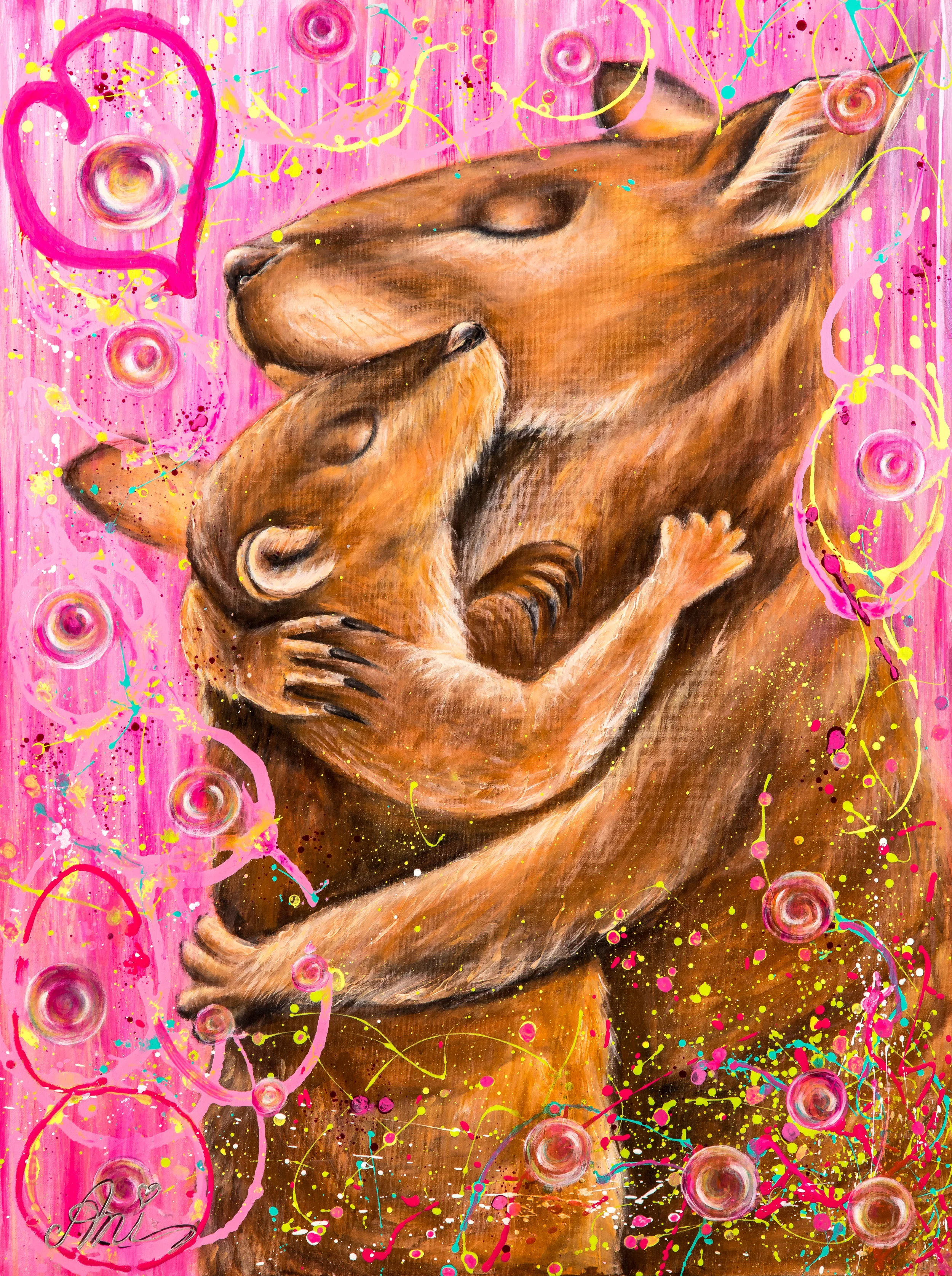 Dans les bras de ma maman: Peinture acrylique sur toile 3D, 100cm x 75cm Prix: 280€ + frais de livraison