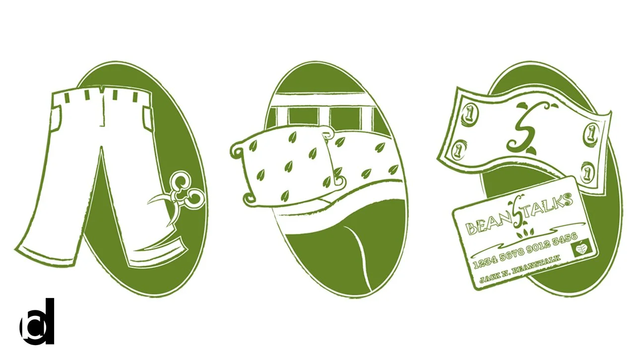   Beanstalks - Pictograms Set 1 | 2012   Sinclair College project: Signage concept art I created for a fictitious lifestyle service for tall persons. [Adobe Illustrator and Photoshop] 