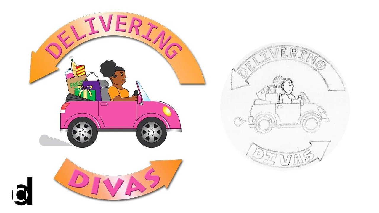   Delivering Divas | 2020   Logo for personal shopping and home delivery service [Adobe Illustrator and Photoshop] 