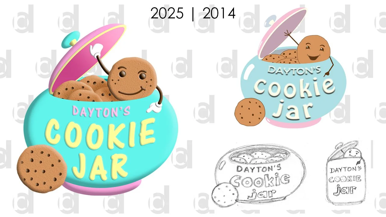   Dayton’s Cookie Jar (Revision and Original) | 2025, 2014  Adobe Illustrator and Photoshop 
