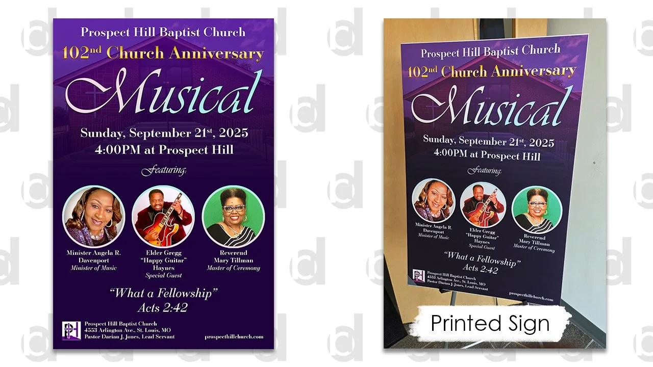   Prospect Hill Musical Sign | 2025  Adobe Photoshop | Printed at Office Depot 