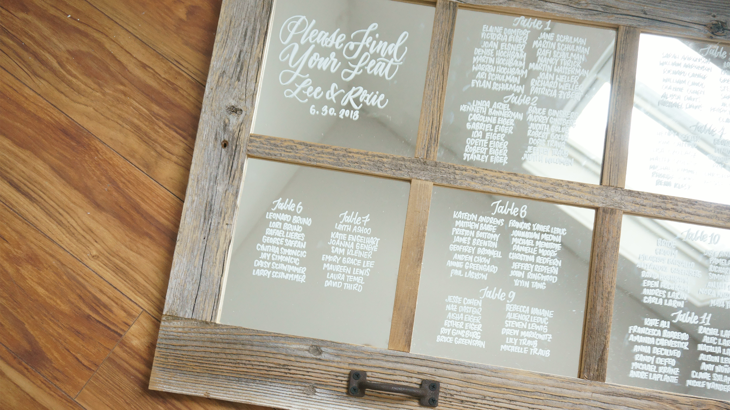 wedding mirror seating chart