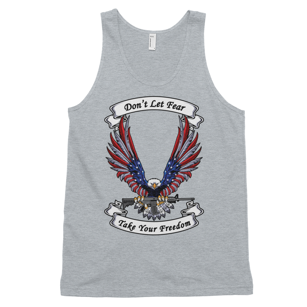 "Don't Let Fear Take Your Freedom" Unisex Tank-top - Gray