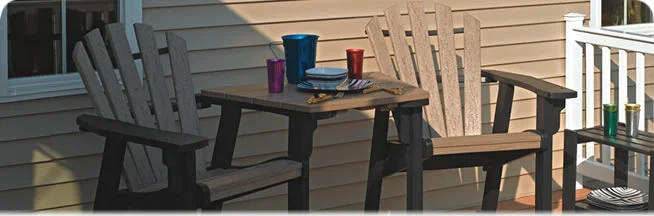 Coastal counter chairs in black & cedar with optional Tete-E-Tete table top
