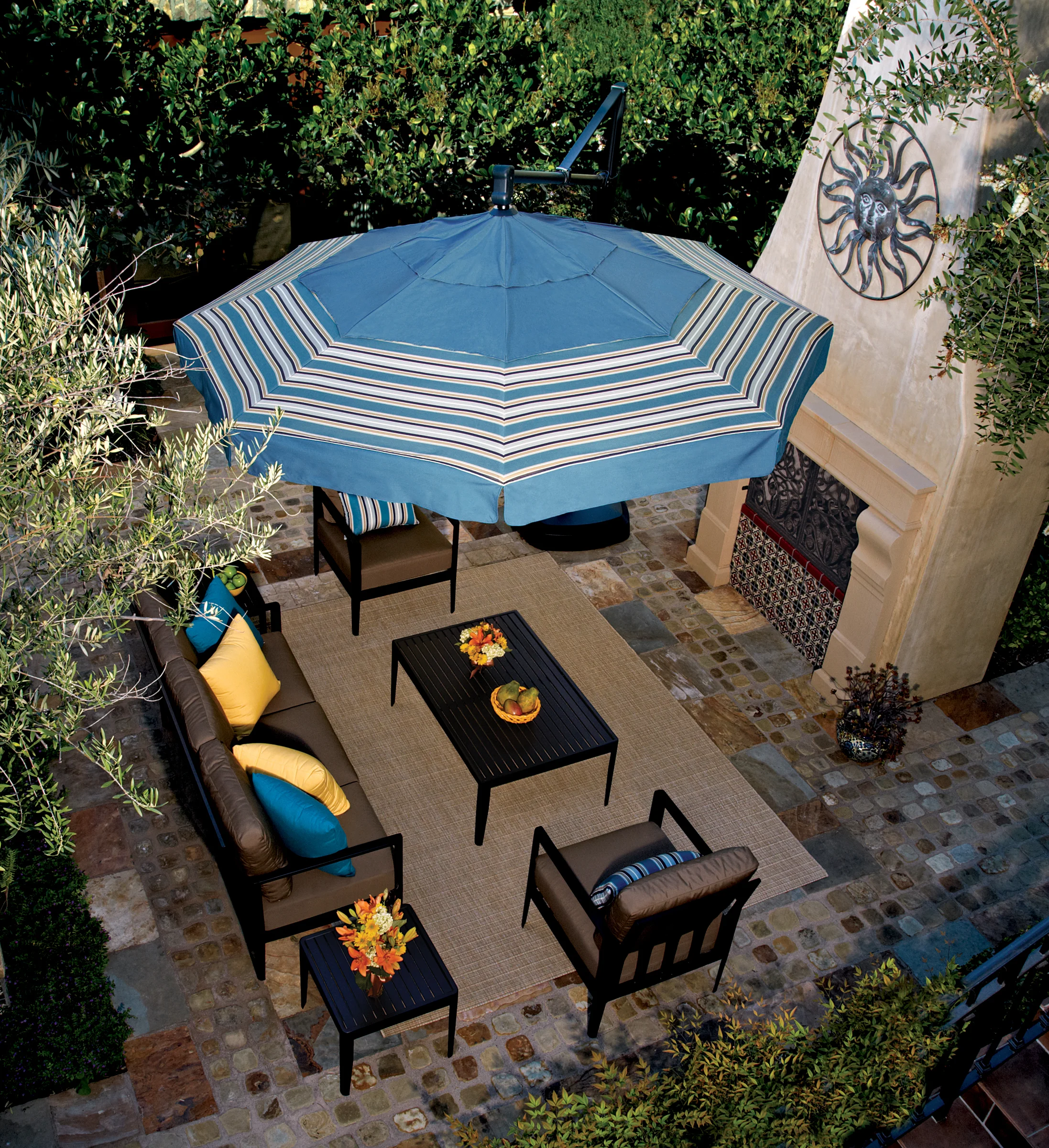 Umbrellas Yard Art Patio Fireplace