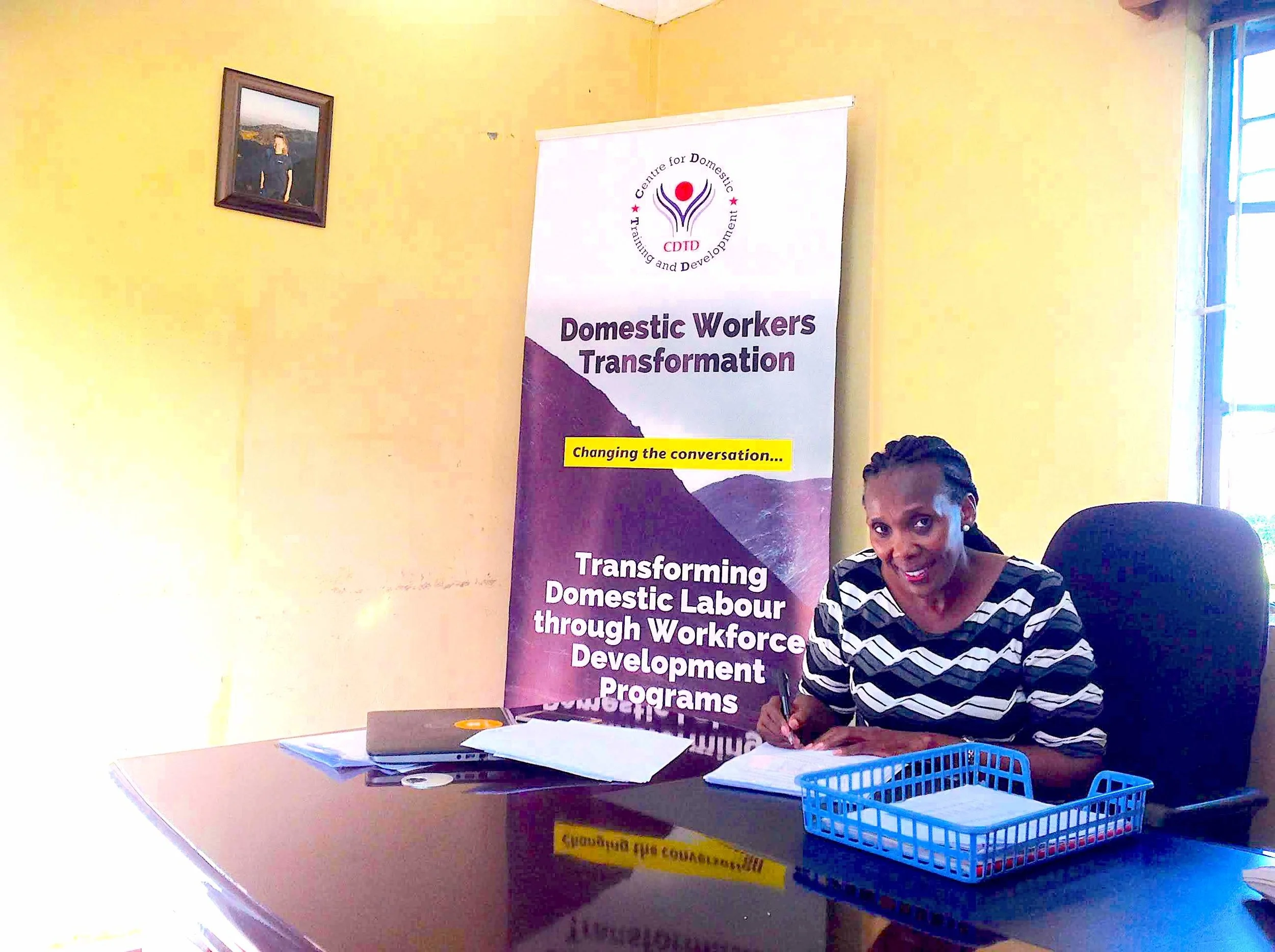 Edith Murogo in her Office (Tali's pic to the upper left). Centre for Domestic Training and Development, Nairobi, Kenya–April 2019