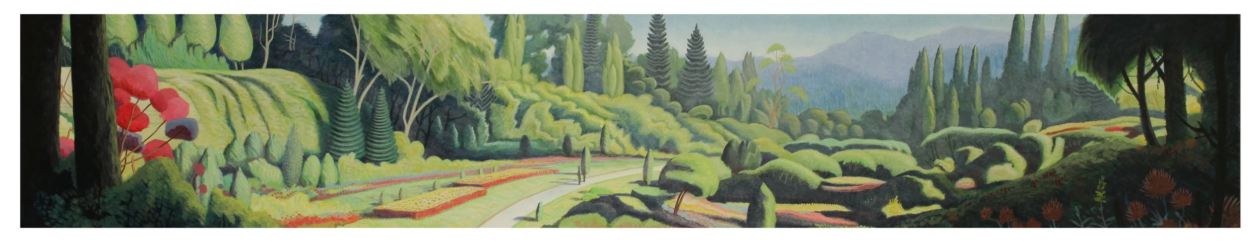 Garden Memory, 2014, 8" x 45", egg tempera on panel