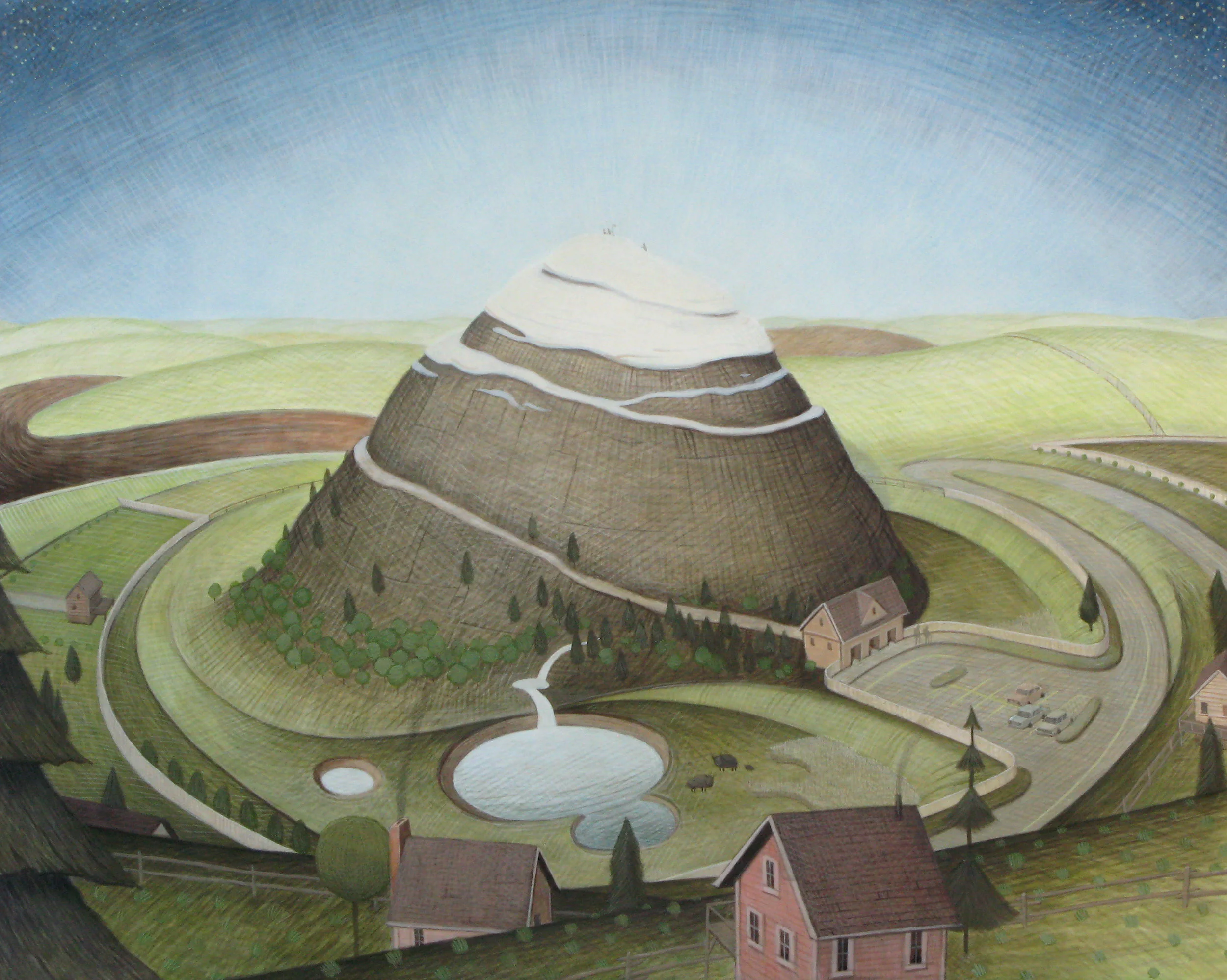Mountain Experience Services, 2009, 16” x 19.75”, egg tempera on panel