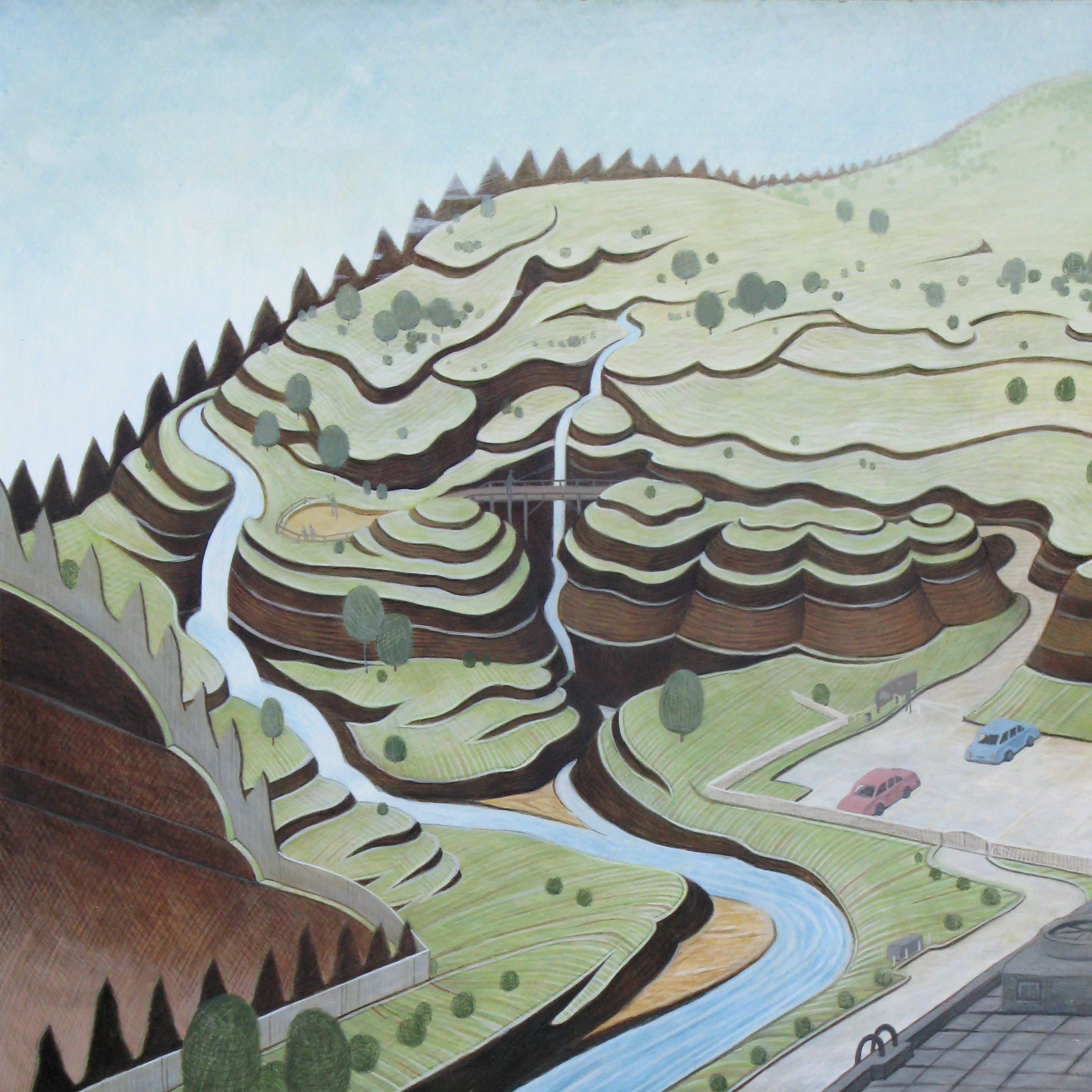 Wilderness Hike, 2009, 16” x 16”, egg tempera on panel