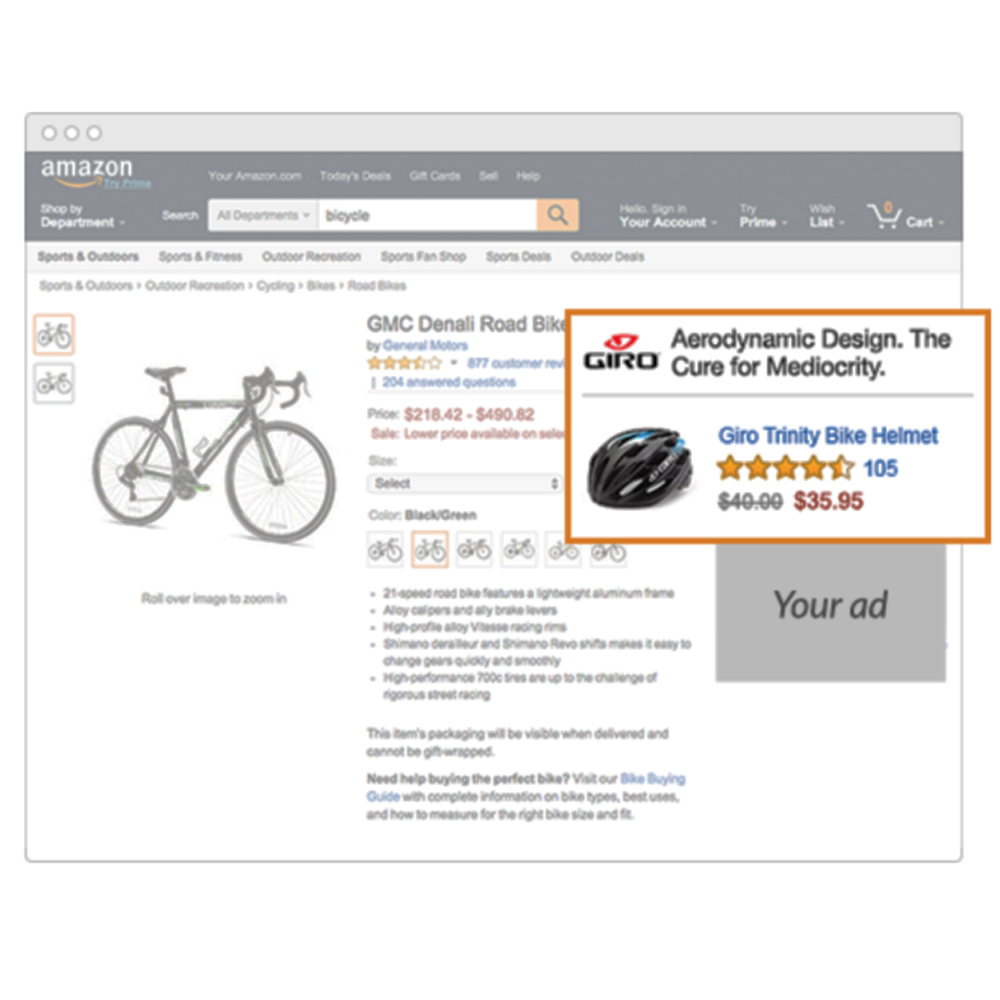 This ad allows you to target ad viewers based on their interests. It appears on the pages of the products that are similar to yours.