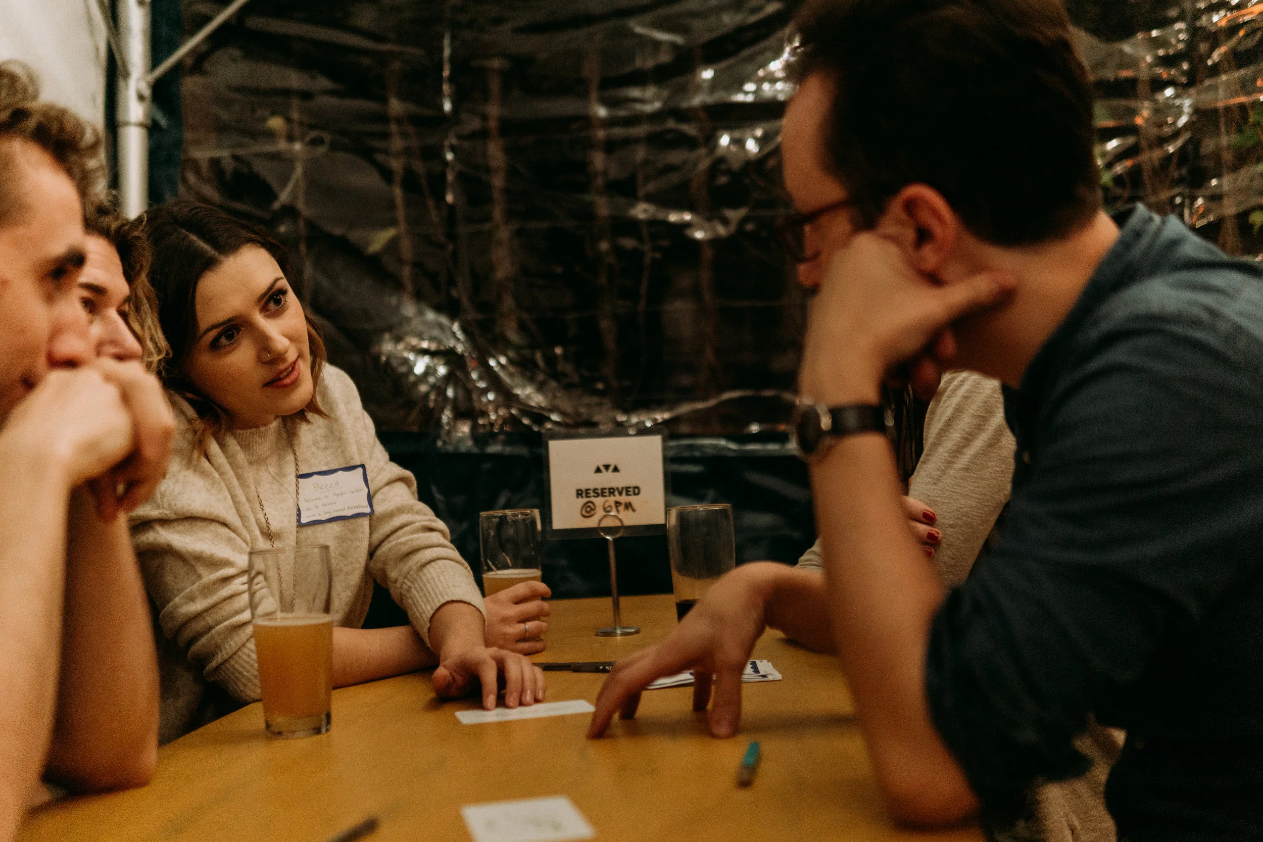 Participants discuss questions during the group portion of Skip The Small Talk.