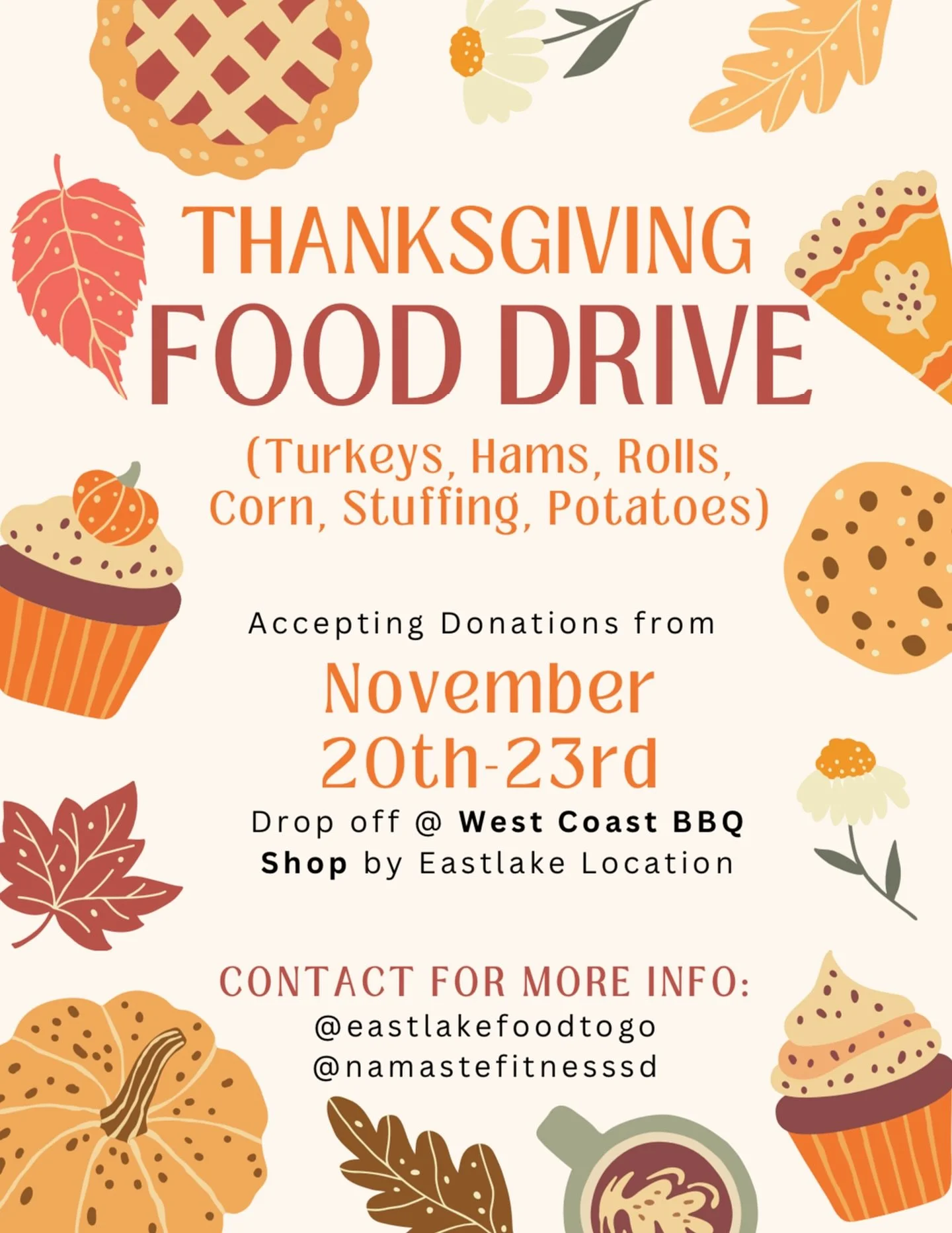 It&rsquo;s great to receive, but it&rsquo;s even better to give when it&rsquo;s from the heart 🧡🤎💛

If you read our last posts, here&rsquo;s the info for our November Food Drive.

We&rsquo;re teaming up with our Eastlake neighbors @3n1sportsbarand