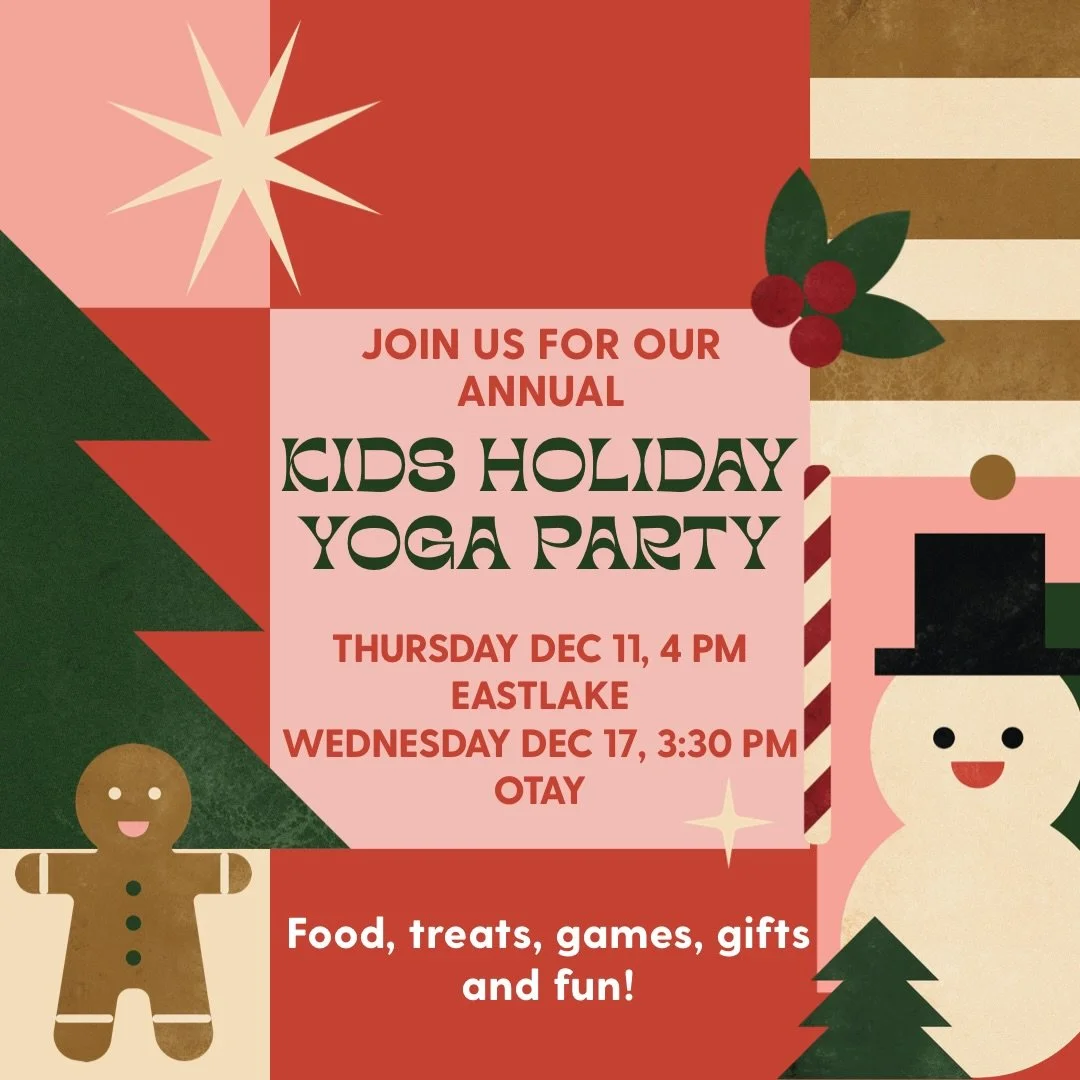 It&rsquo;s that time again!!!!! Party time for the kiddos!!! 

It&rsquo;s our annual Kids Yoga Holiday Party and this year we are adding an extra 30 minutes because we know how much they love this event!

So we will meet the littles on Thursday Decem