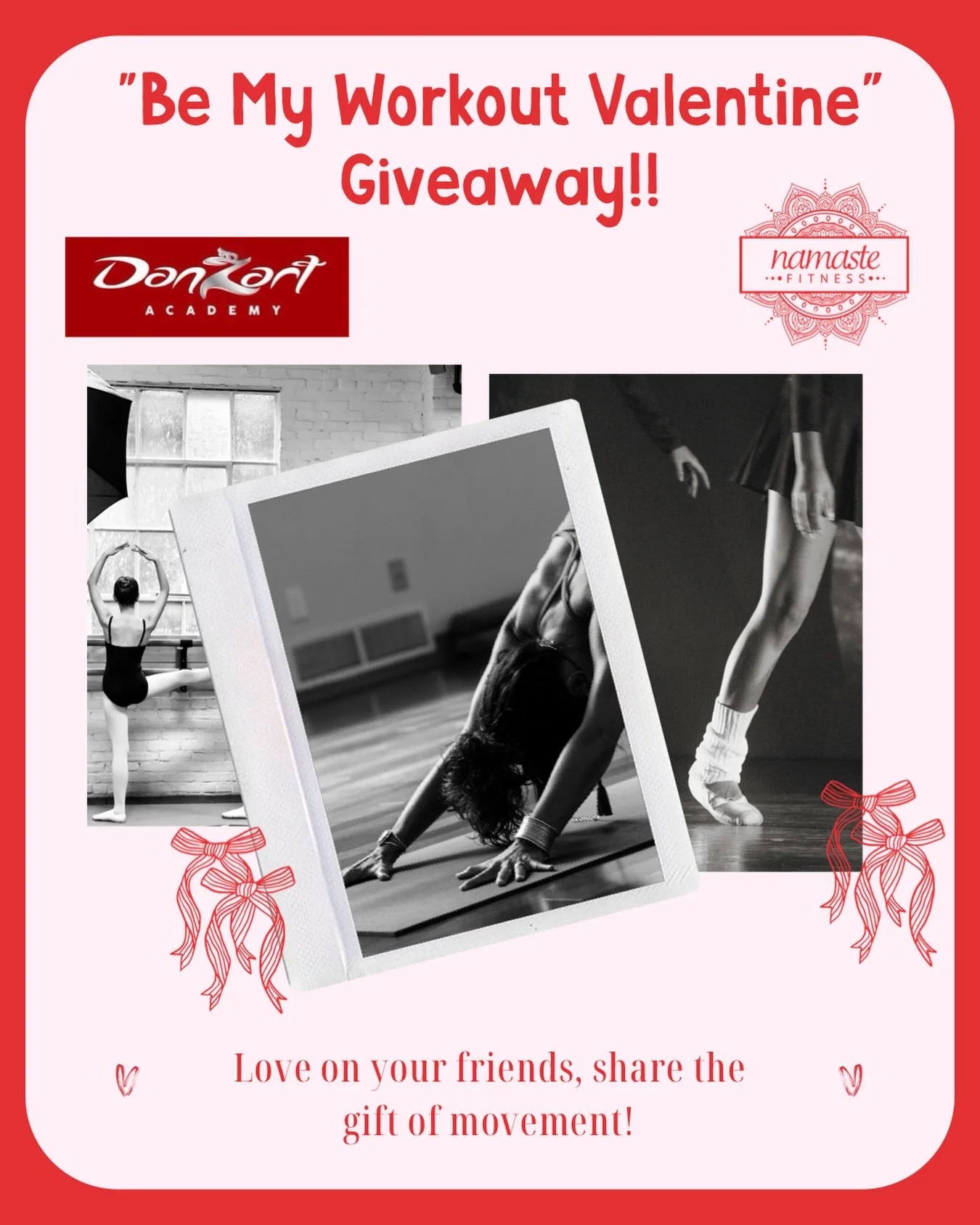 Be My Workout Valentine&hellip; GIVEAWAY!!❤️&hearts;️🩷💞💖💘

That&rsquo;s right, your fave neighborhood studios are teaming up to bring you some Valentine&rsquo;s goodies!! 

Namaste Fitness @namastefitnesssd and Danzart @danzartacademy want you to