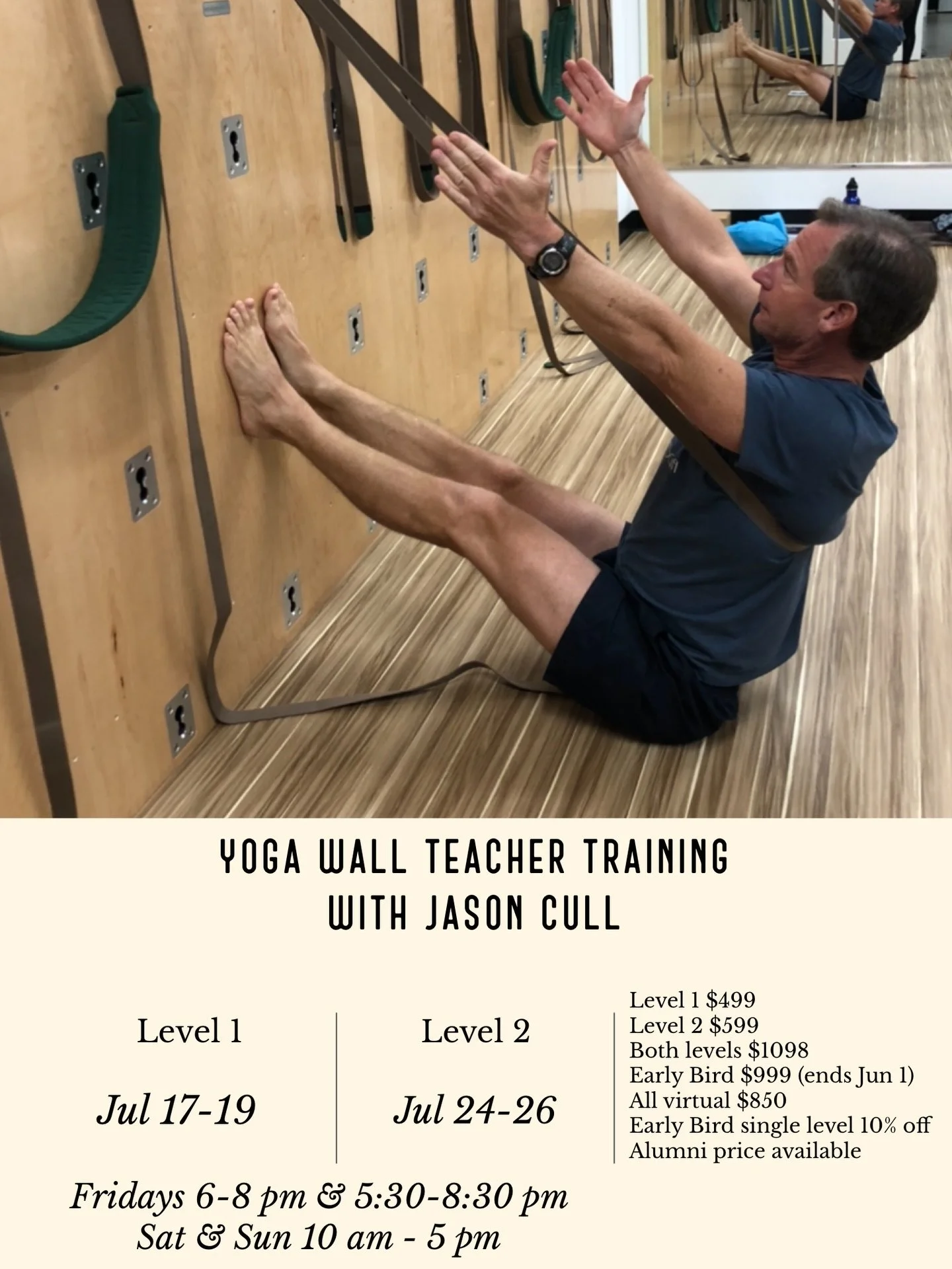 Come explore, expand and deepen your teaching knowledge and personal Yoga practice on the Great Yoga Wall&reg; with Internationally recognized Yoga Wall Instructor Jason Cull-C-IAYT. @socalyogawalls 
He has been offering Yoga Wall Teacher Trainings, 