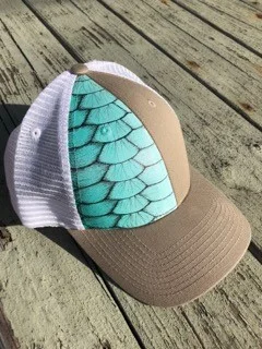 Tarpon scale hat (hand painted)
