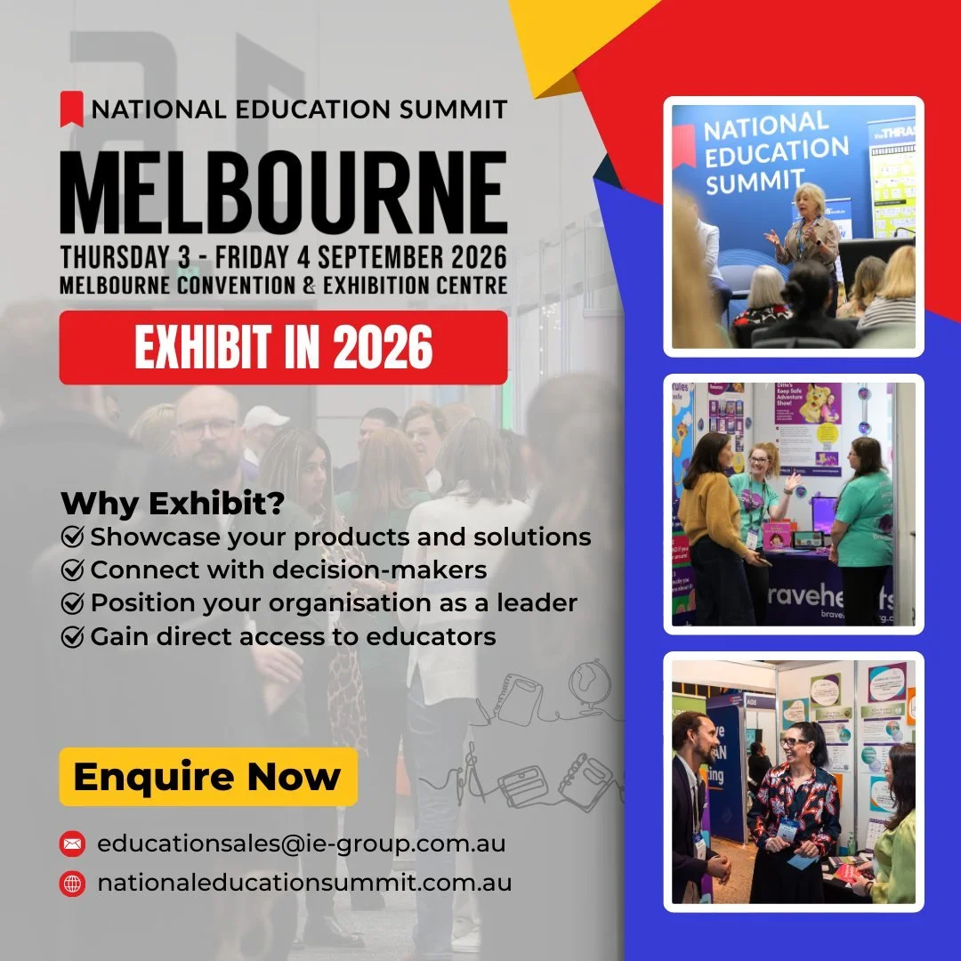 Ready to grow your impact in the education sector?
Exhibit at the National Education Summit Melbourne 2026 and access school leaders, teachers and key decision-makers actively seeking new products and solutions. Secure your 2026 exhibitor spot&mdash;