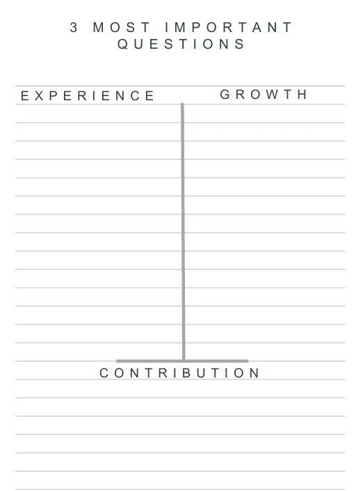 3 most important questions: experience, growth, contribuition