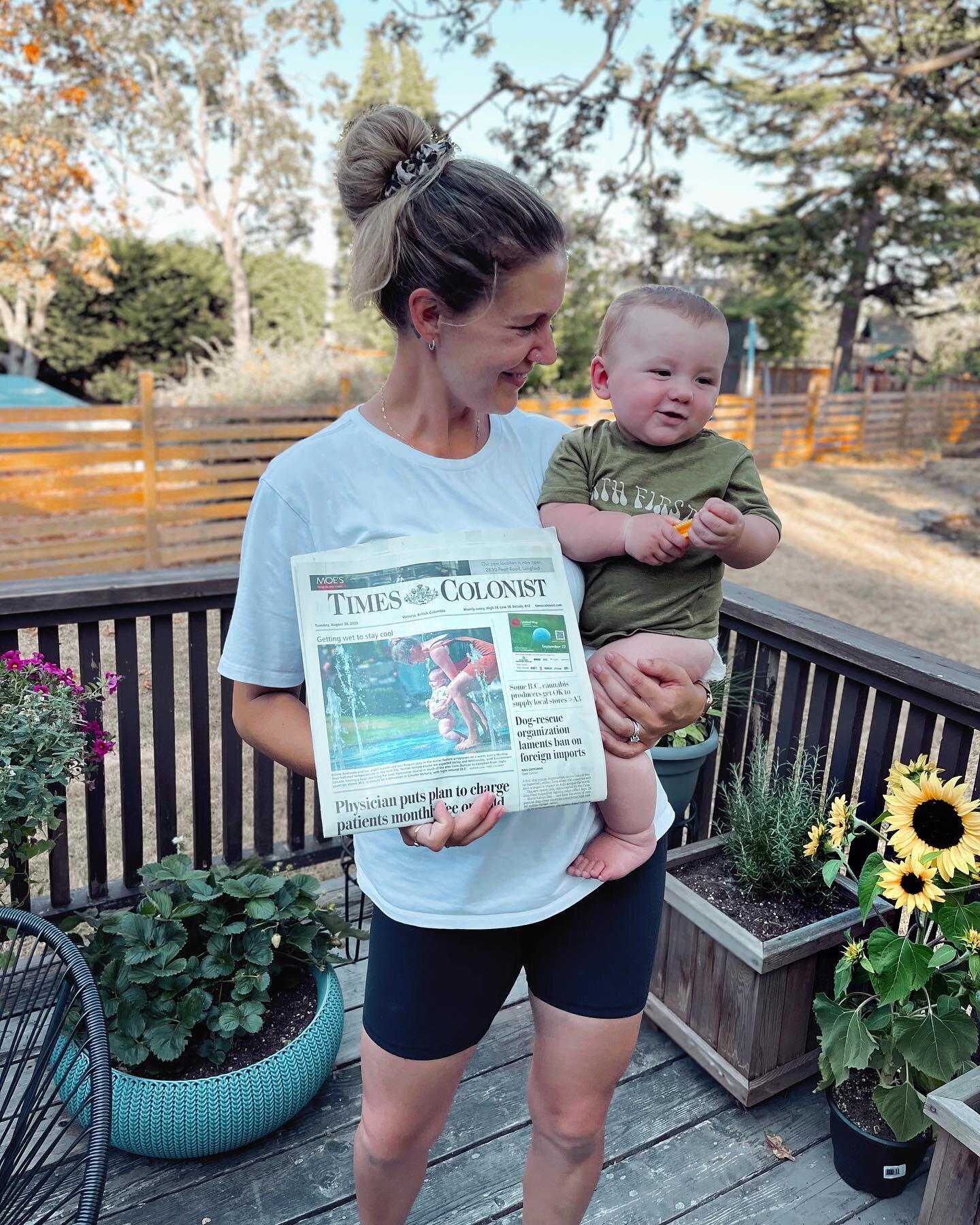 Moved to the Island, not even here a month, and we&rsquo;re already famous 😂 We made the front page @timescolonist! 😎 Rowan seems to capture everyone&rsquo;s hearts with his magnetic smile (and those deliciously chunky thighs) 😃💙

S/O &amp; thank