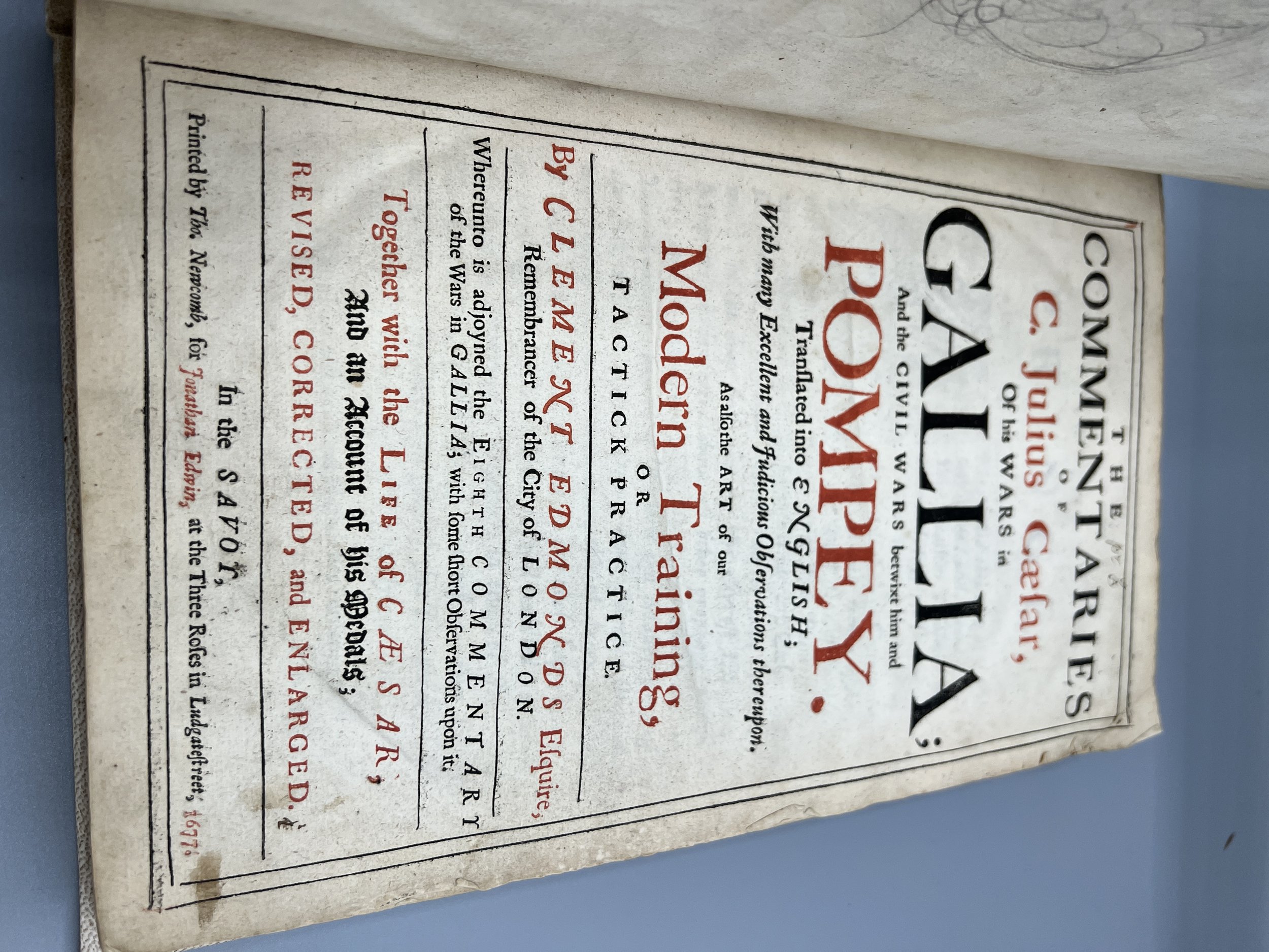 Caesar (Julius), . The Commentaries of C. Julius Caesar, of his Wars in Gallia... Life of Caesar...Translated into English by Clement Edmonds, London, 1677