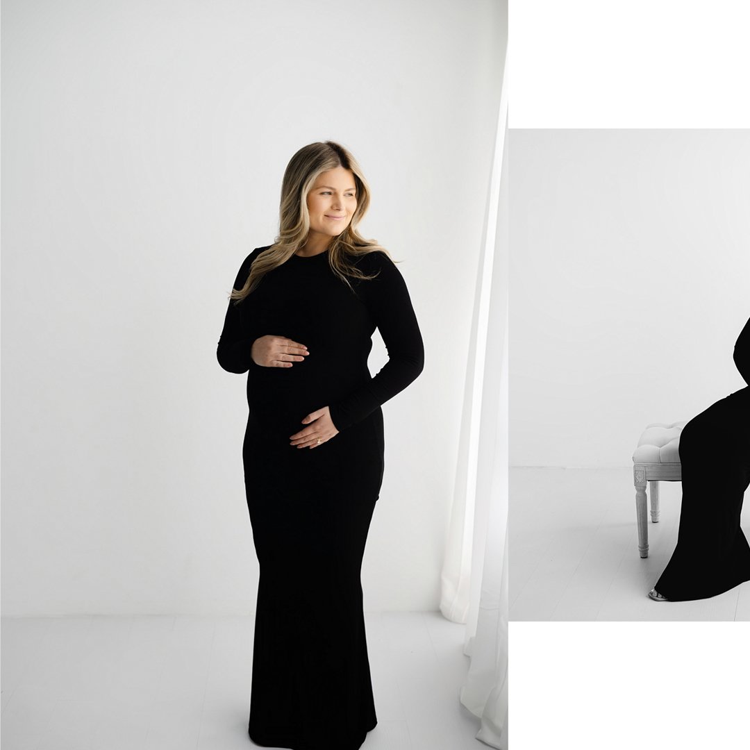 She understood the assignment 🤍 This time of year, it is so dang hot outside.  Studio maternity sessions are the perfect option to avoid the heat and humidity.. which I am here for. 🥵 
.
.
.
.
Raleigh Maternity Photography | Raleigh Studio Pregnanc