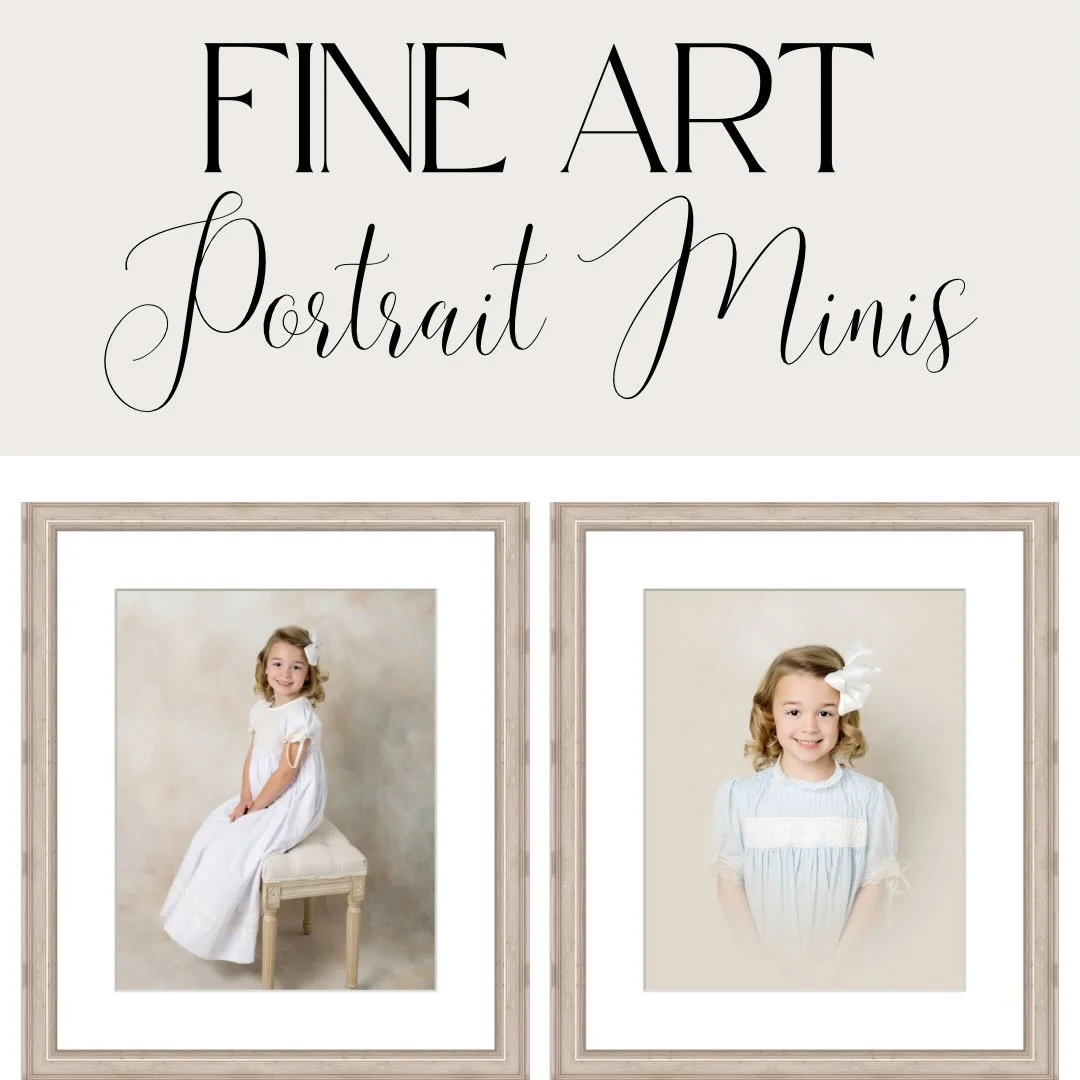 NEW! ✨ Fine Art Portrait Minis - A new take on the traditional white backdrop of heirloom portraits. Option to add digital oil painting from portrait. ✨ Great for older kids!

Raleigh traditional children&rsquo;s portraits
Raleigh fine art portrait p