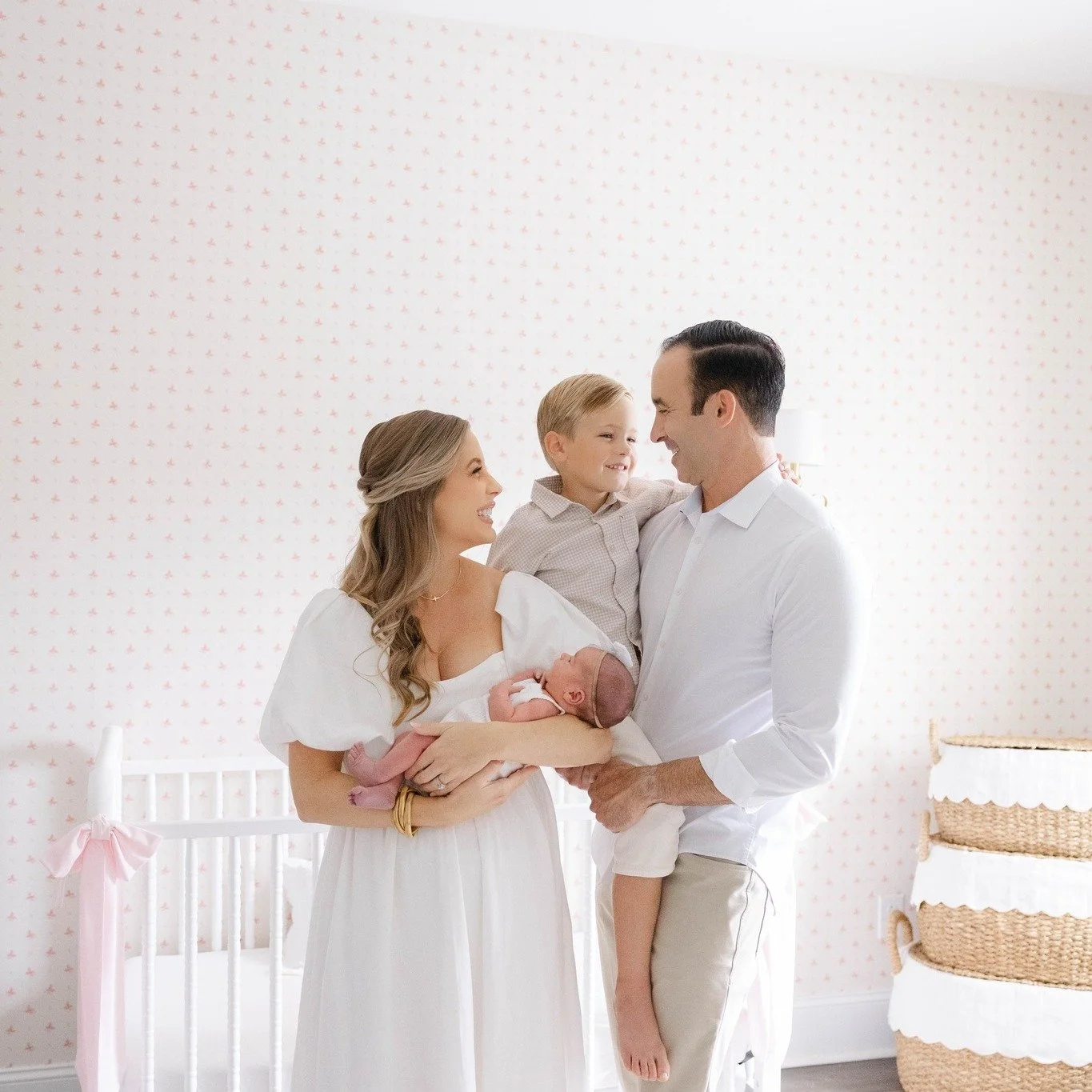 Loving this lifestyle newborn session and all the sweet pink details of the nursery 🤍  Now booking fall newborns! Use the contact form on my website to get your inquiry started. 
.
.
.
.
In Home Newborn Photographer in Raleigh, NC | Lifestyle Newbor