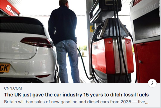 NEWS UPDATE - BRITAIN BANS SALES OF NEW GASOLINE &amp; DIESEL CARS.