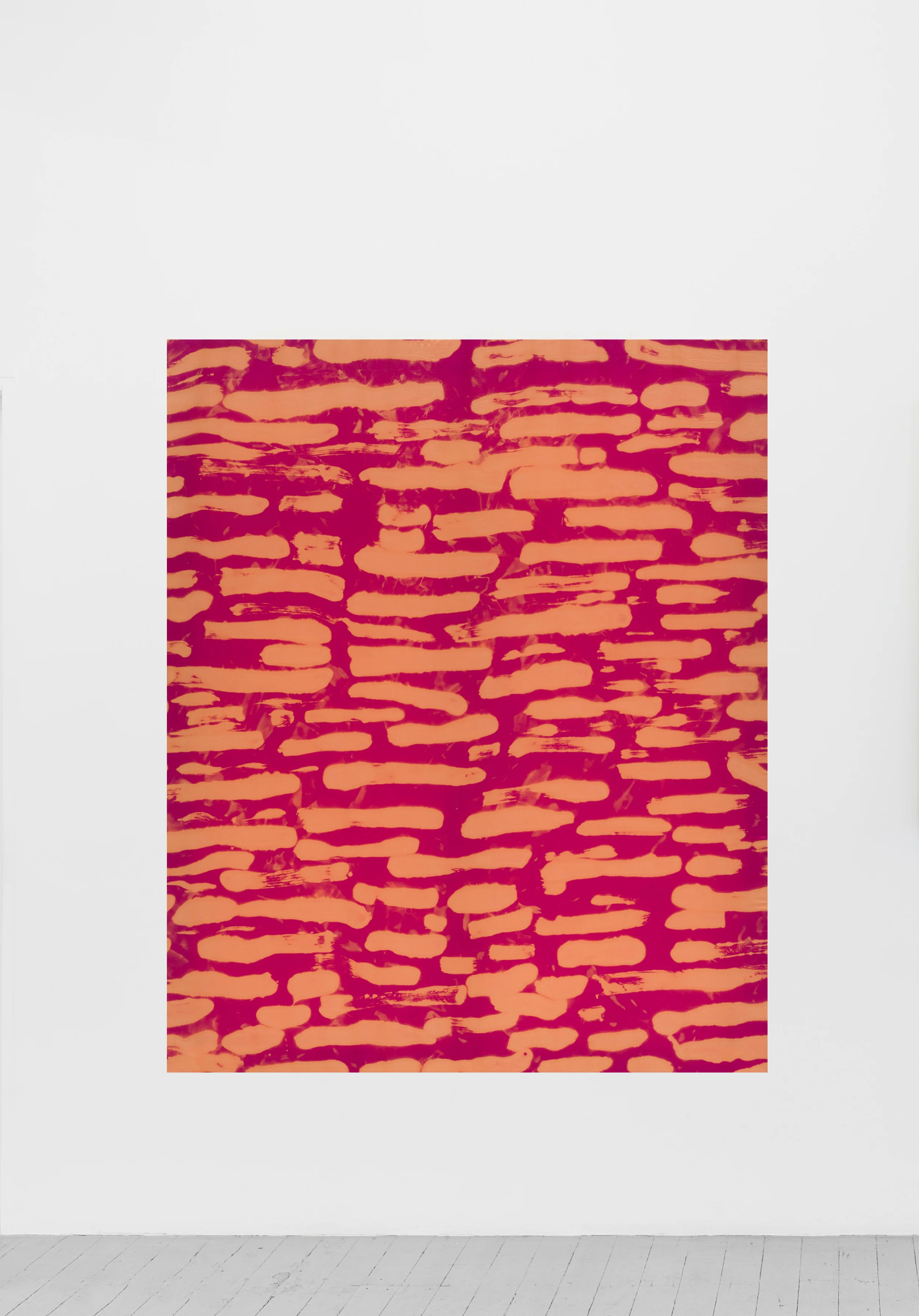hand habits , 2019, acrylic, bleached polyester and dye, 112 cm x 92 cm