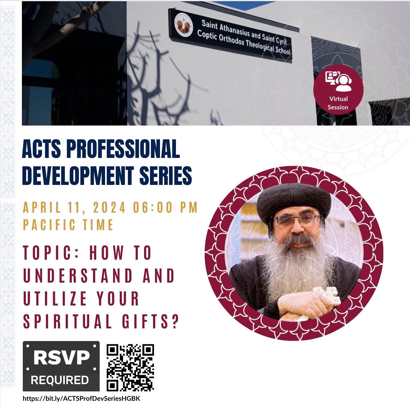 His Grace Bishop Kyrillos invites you to a special lecture on understanding and utilizing your spiritual gifts. Join us as we explore the sacred journey of self-discovery and service, delving into the divine talents bestowed upon us by the grace of G