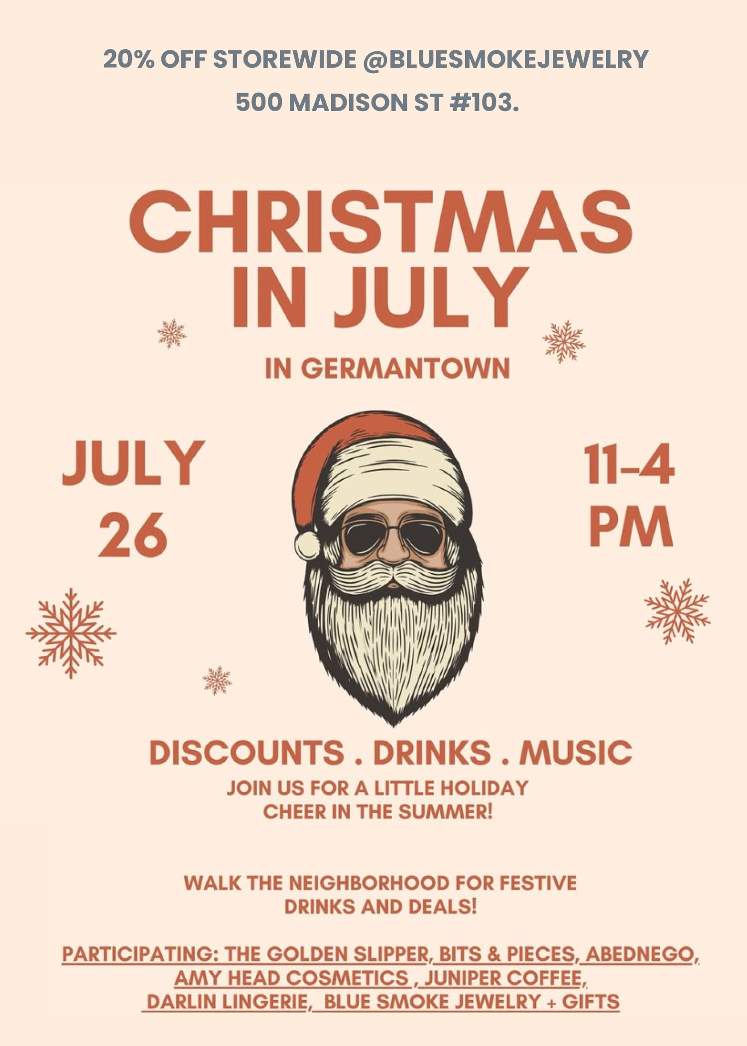 Christmas in July in Germantown | July 26 @ 11am-4p