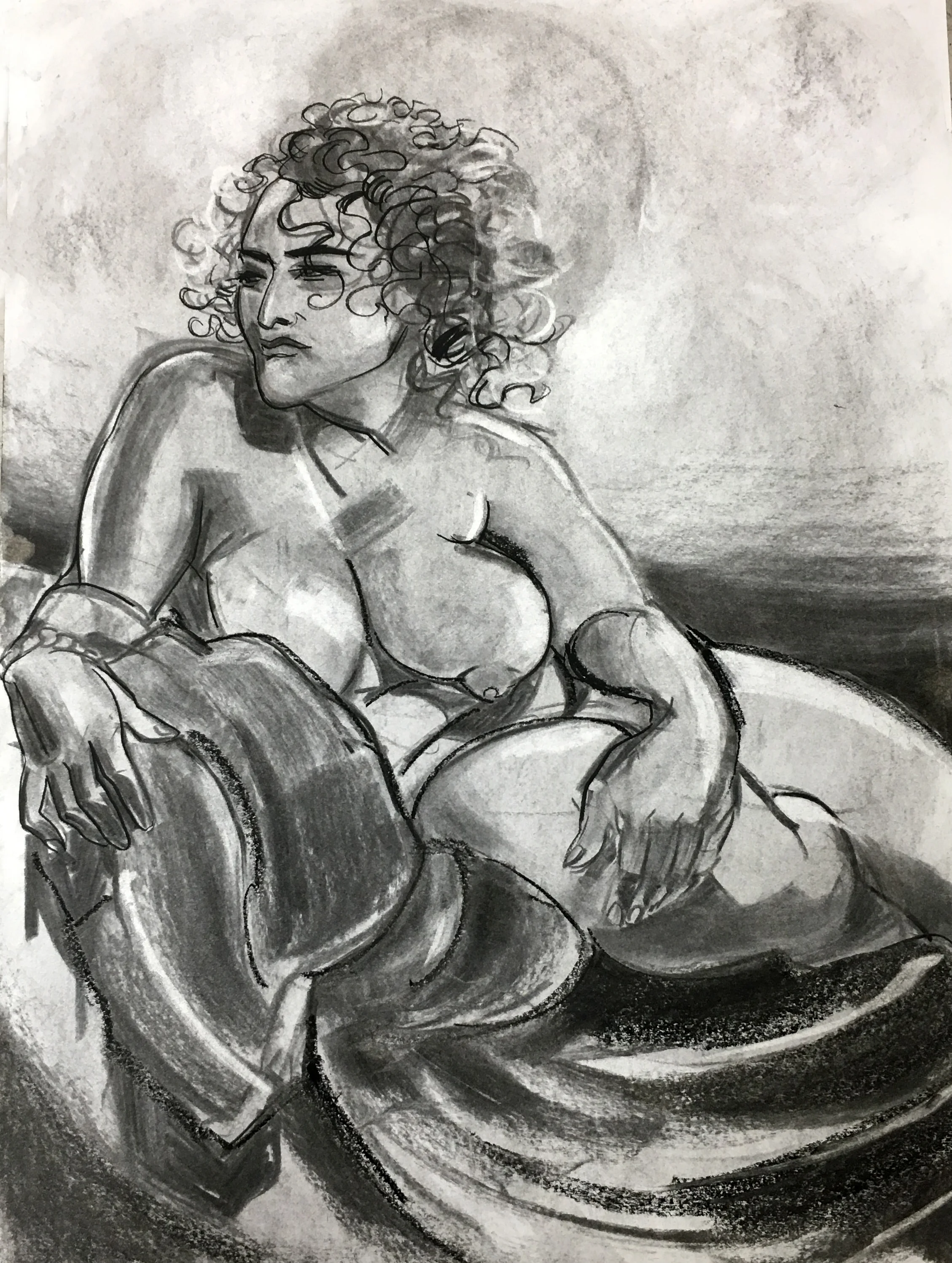 2018. Cassandra Banania. Charcoal Figure Study. 18x24". Drawing I.