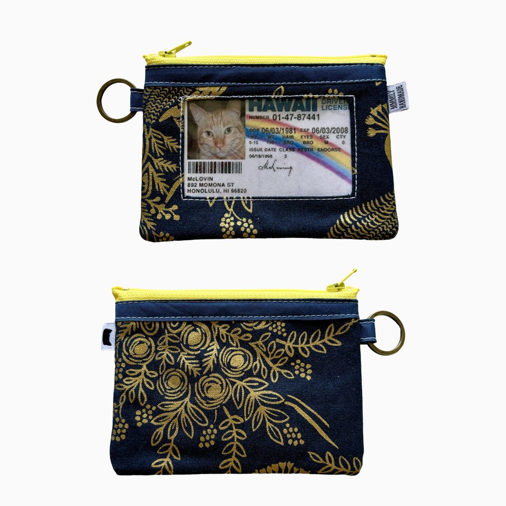 Metallic Floral Zippered Wallet (with clear I.D. pocket) — Mmmily 