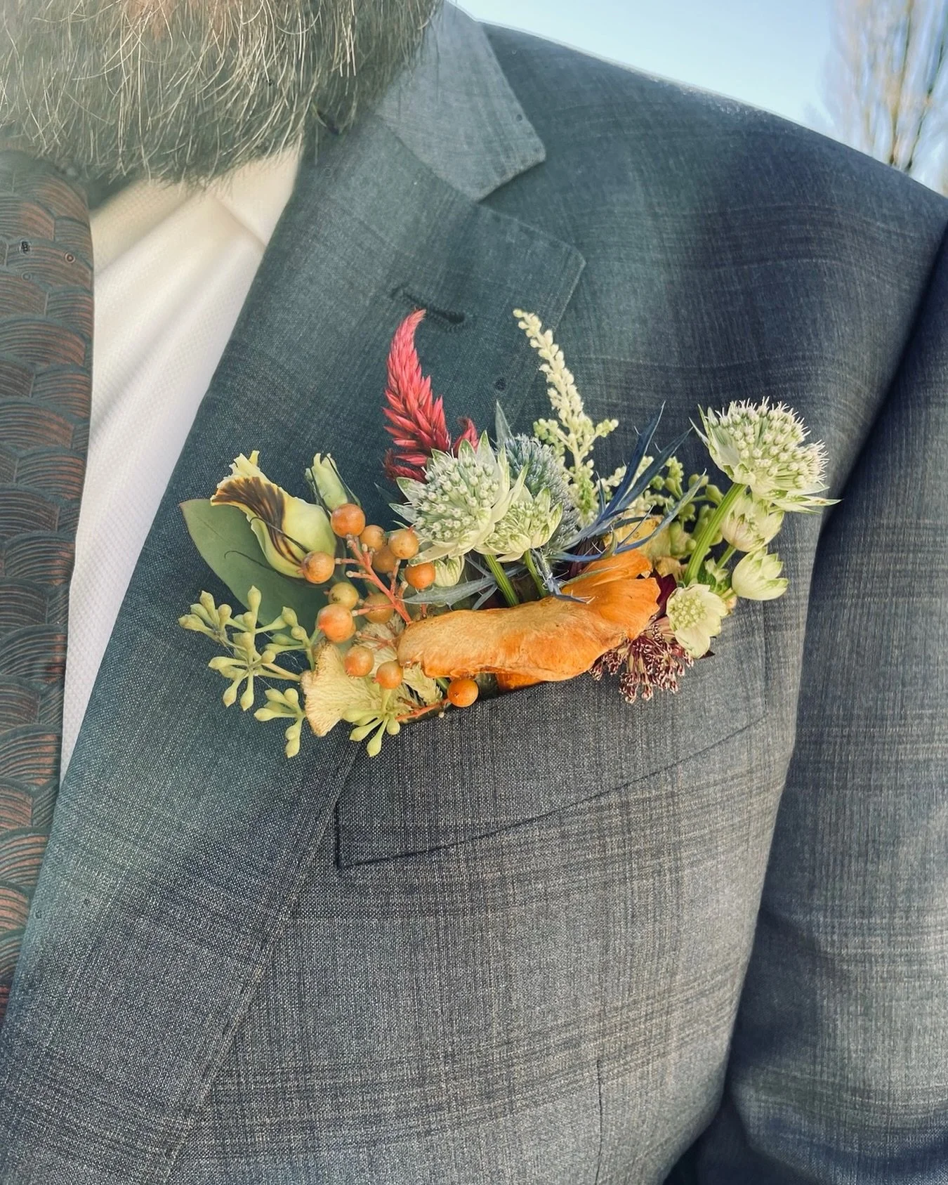 It&rsquo;s mushroom season! #pocketsquare #florals #chefwedding