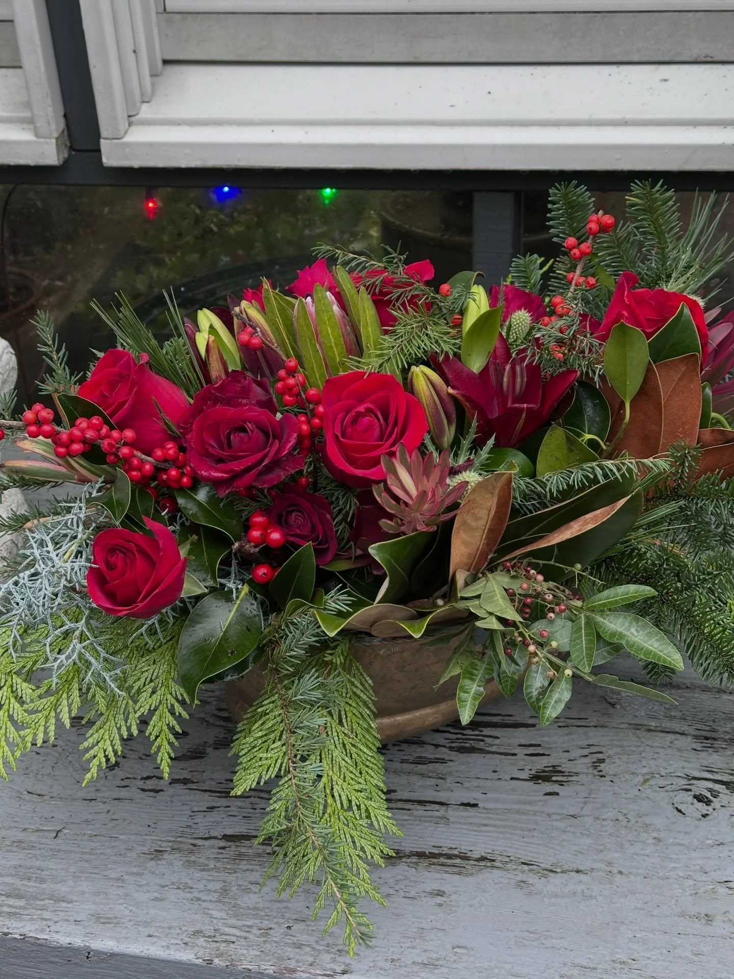 Last call - this week - I am busy making floral arrangements for Holiday tables. Many bring me their favorite vase/vessel (check out this wonderful old brass container from a special client) - or I have a supply to pull from. I design to your budget 