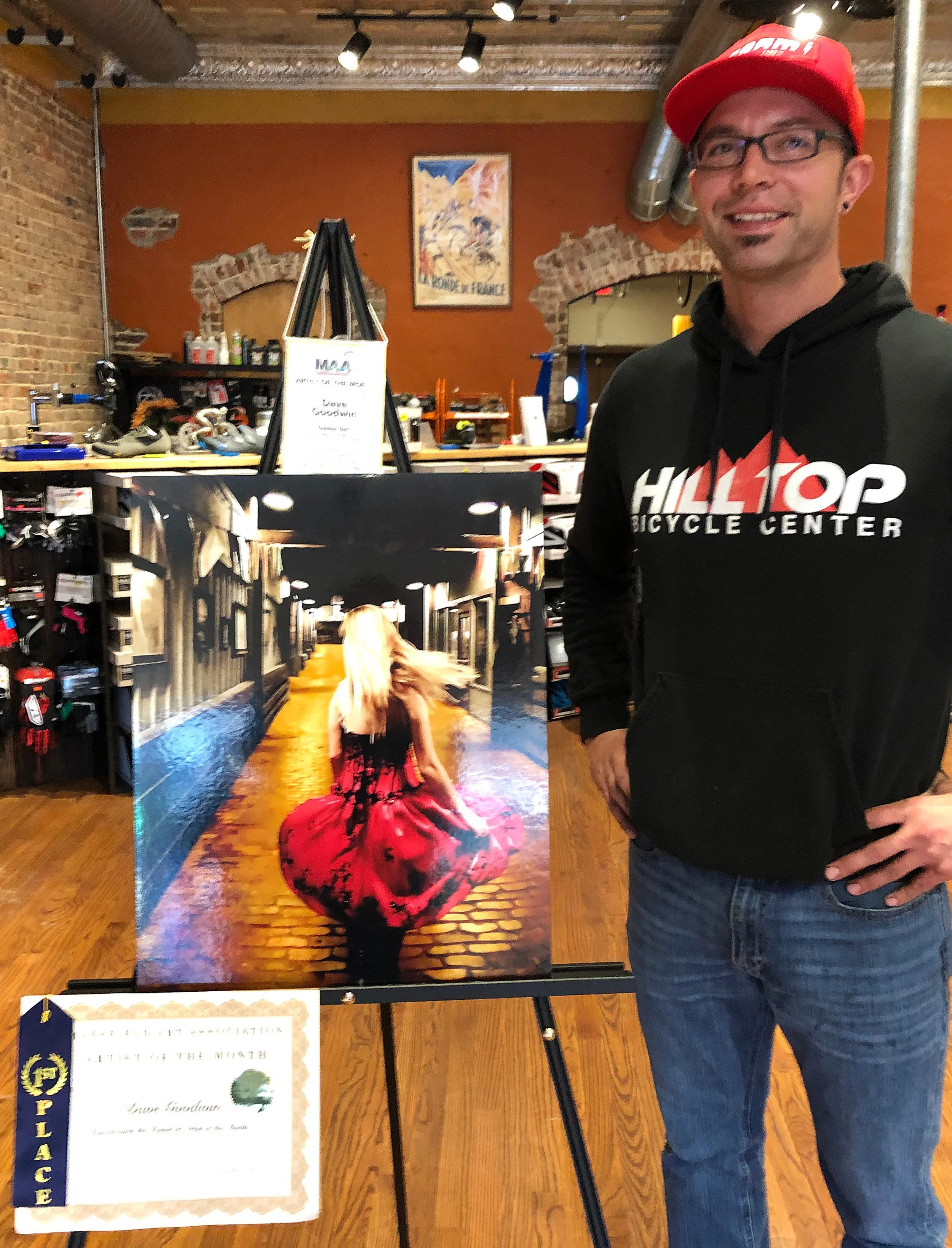 Many thanks go out to owner Jeff Delavega of Hilltop Bicycle Center for displaying winning MAA art in his business! His shop is located right on Main Street in Historic Downtown Mansfield.