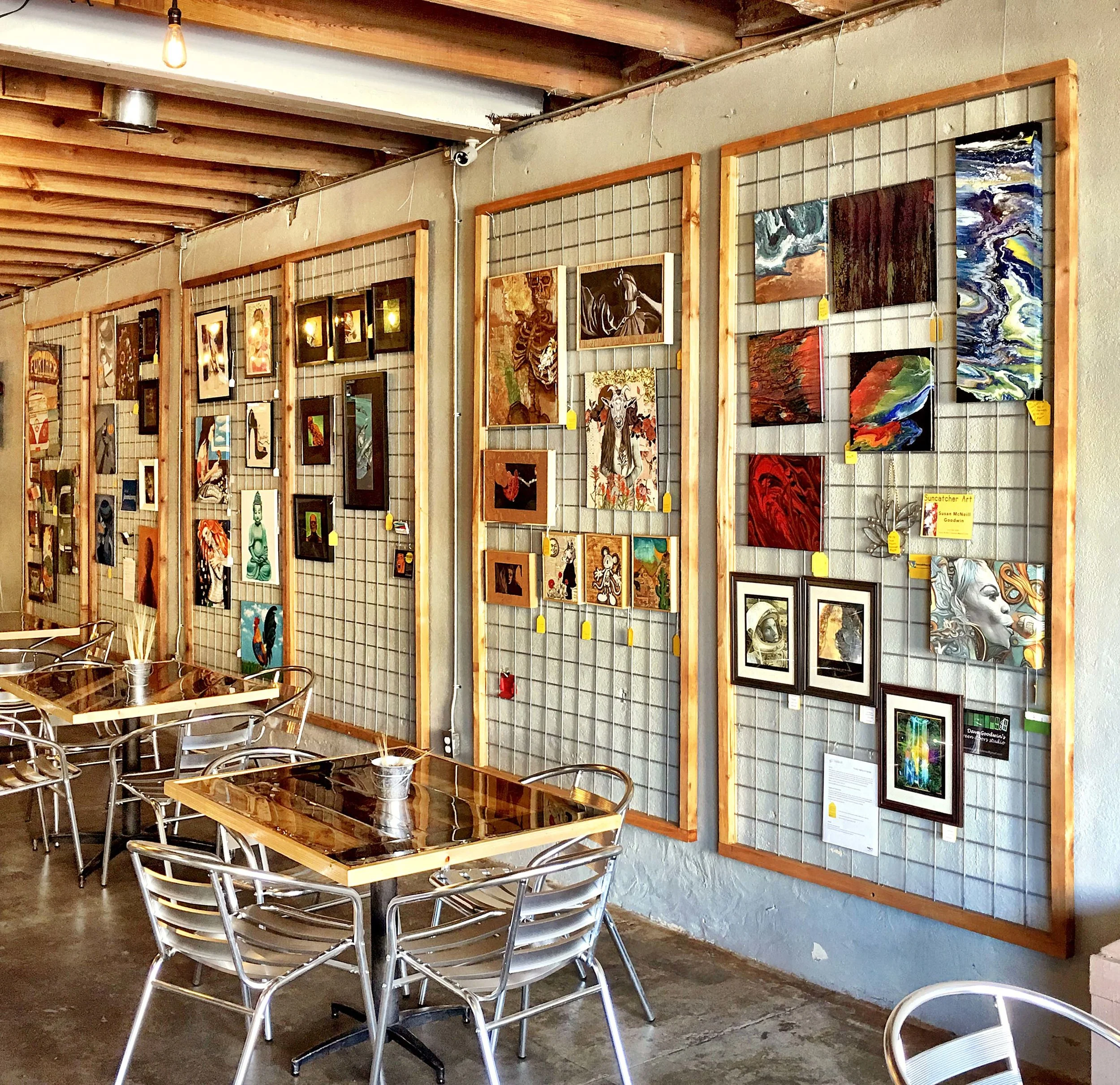 The OFF THE GRID Community Gallery is located at Dirty Job Brewing on Main Street in historic Downtown Mansfield, Texas.