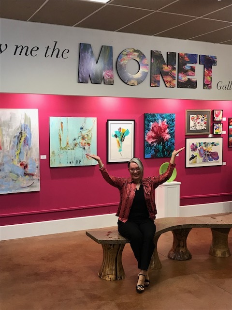 Pepper Crary, Gallerist, just prior to the Grand Opening Celebration!