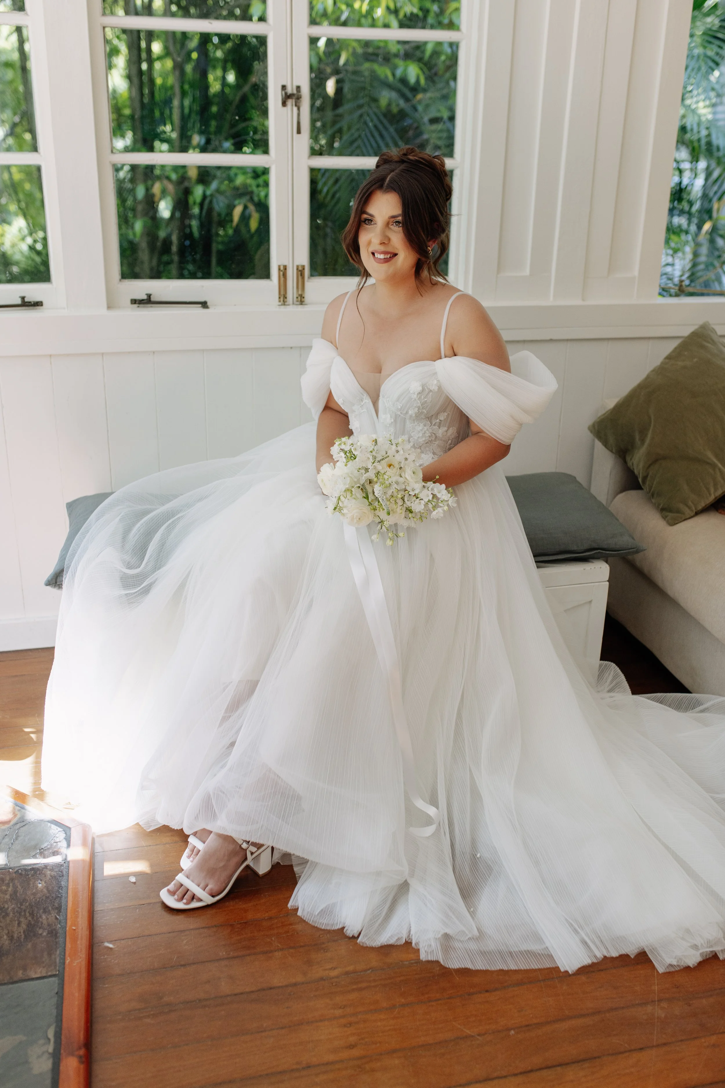 Real Bride Courtney wears Clivia by Alena Leena